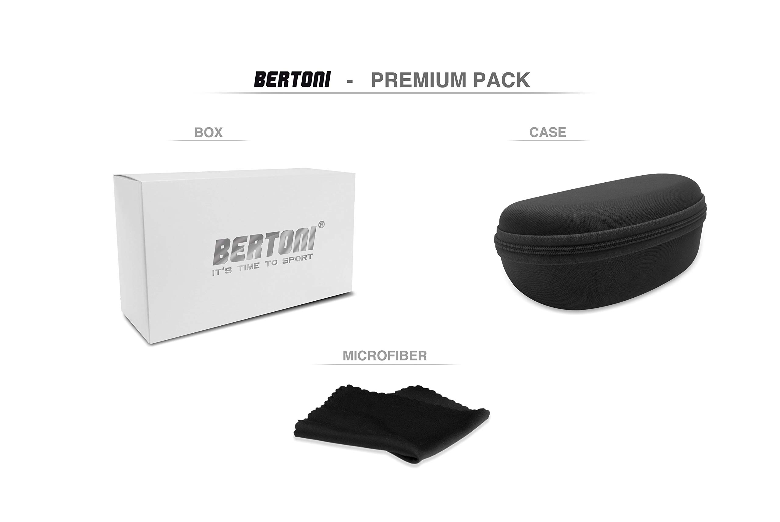 BERTONI Radfahren MTB Lauf Sportbrille für Männer Frauen in TR90 Antibeschlag Weitwinkelobjektiv mod. ALPHA