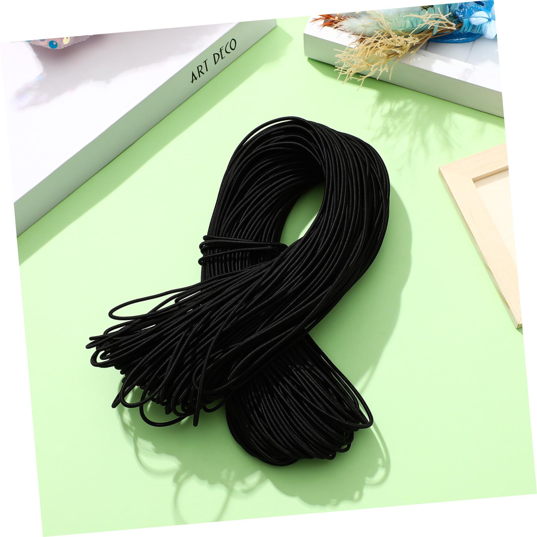 Cordón Elástico Redondo Negro 2,5 Mm para Manualidades DIY 100 M de Cinta Elástica Flexible para Costura, Confección y Decoración Tutoriales Artesanales