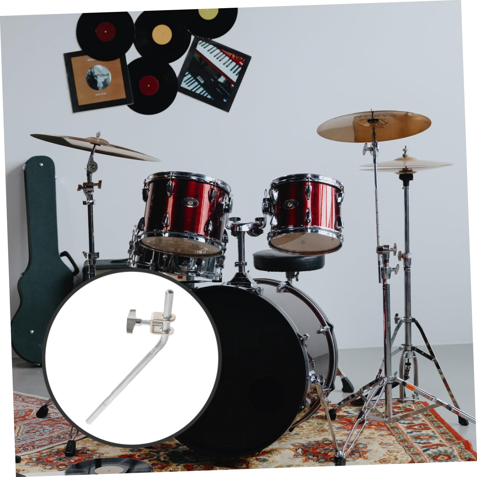 BESTonZON Drum Bell Extension Rod Cowbell Fixed Rod Music Instrument Part Easy to Use Drum Hardware Silver