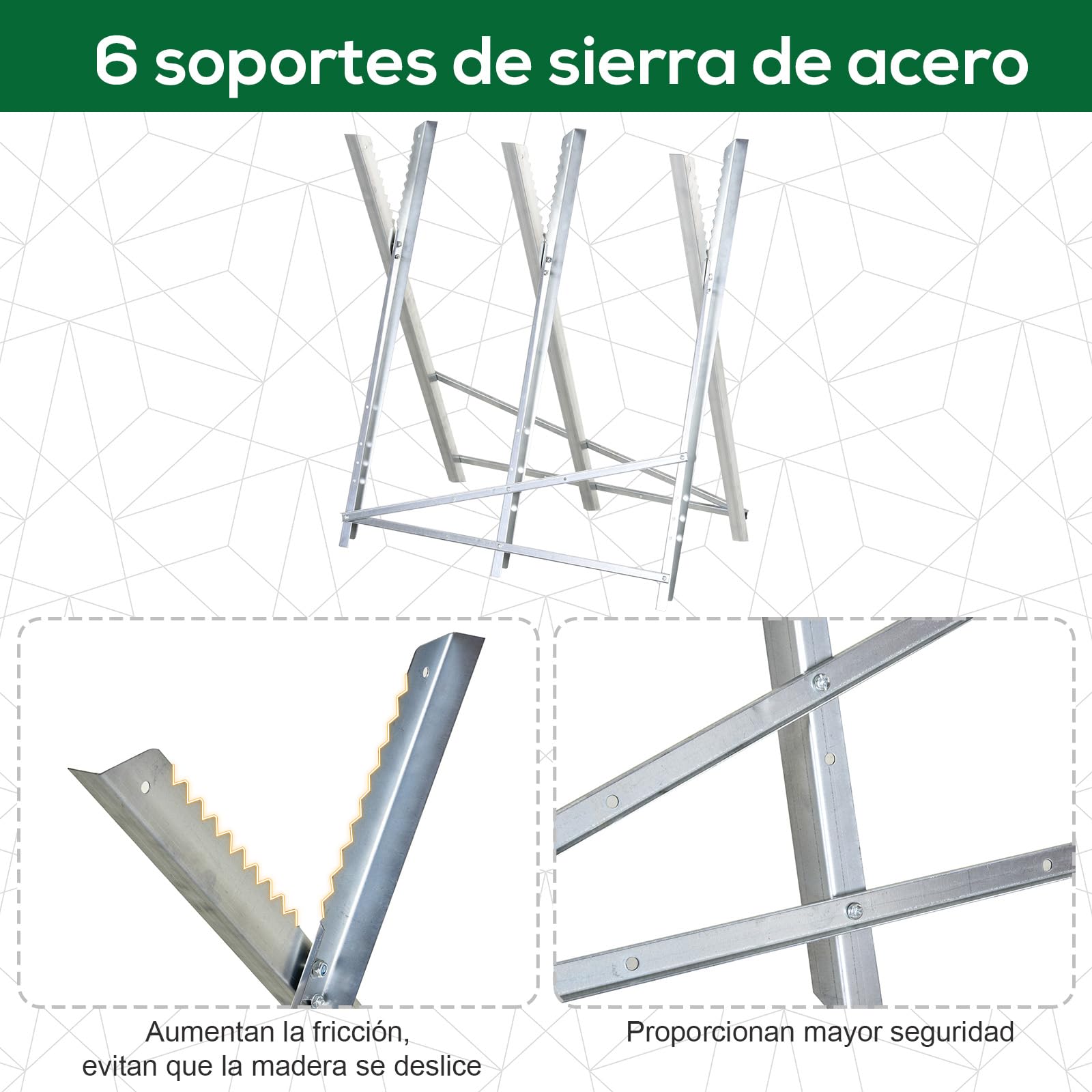 DURHAND Caballete para Sierra Plegable Caballete Motosierra con Estructura Triangular de Metal Soporte para Leña Carga 100 kg 83x83x79 cm Plata