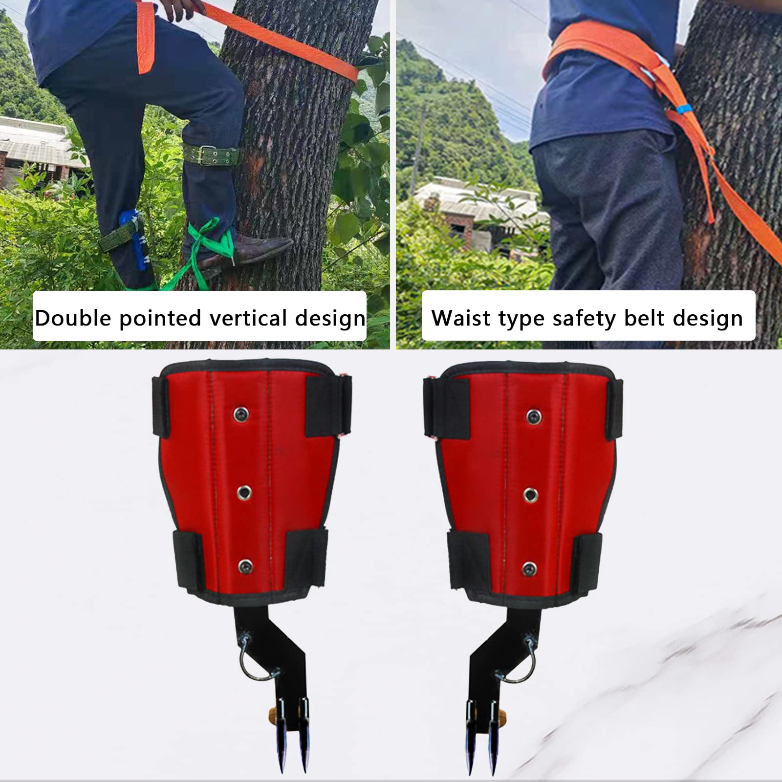 Juego de Trepadores de Árboles con Arnés de Seguridad y Picos Ajustables, Carga 300kg
