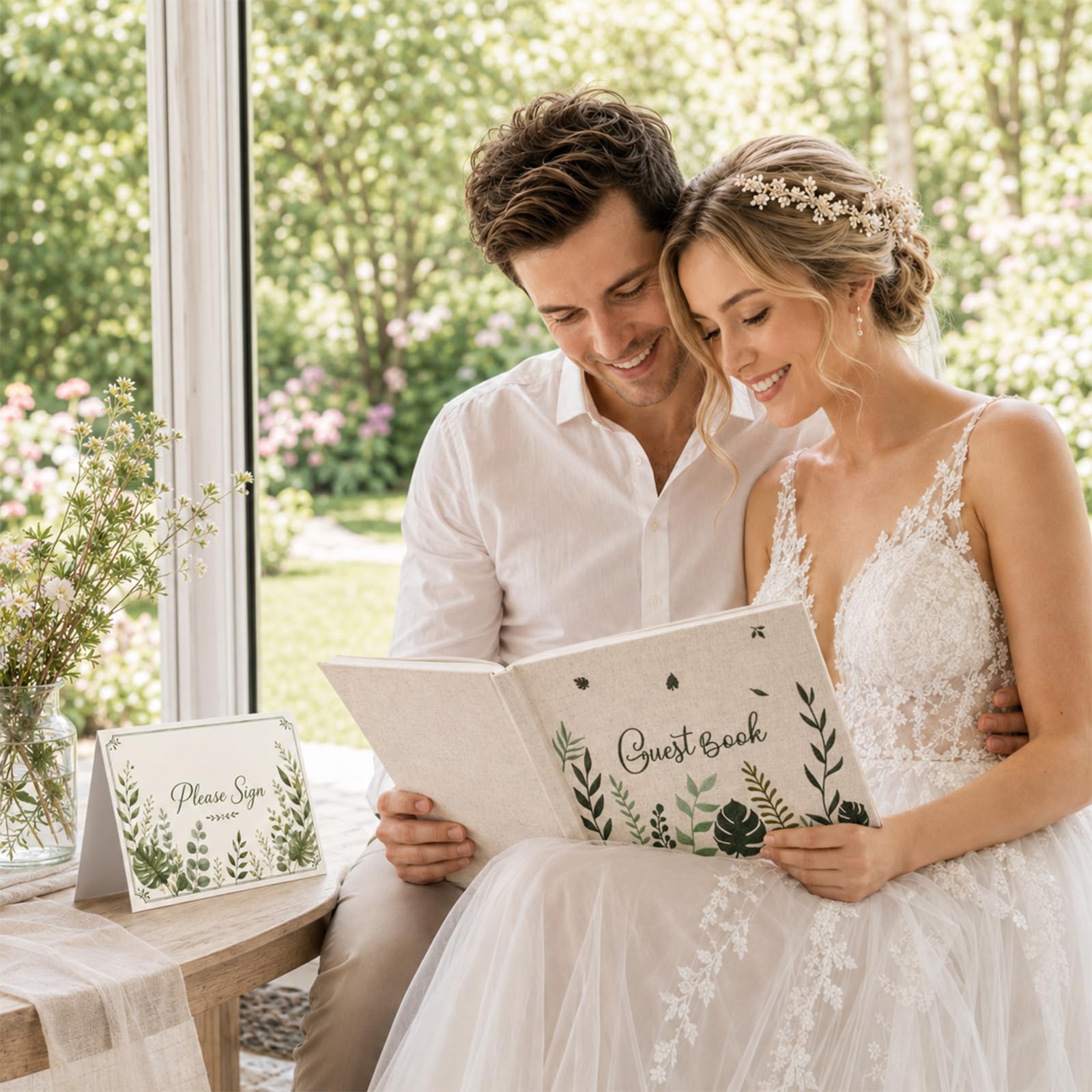 Libro degli ospiti per matrimonio con copertina rigida verde ricamato album fotografico 160 pagine