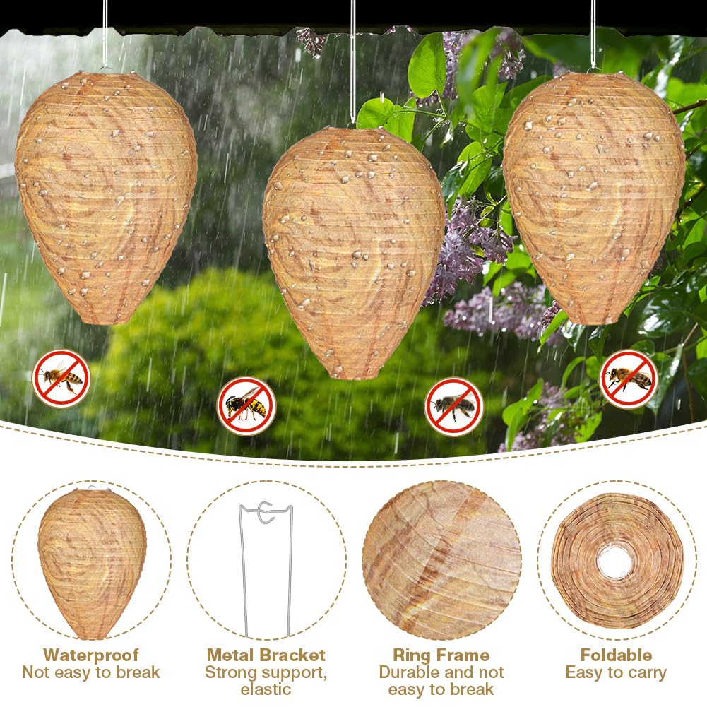 Flintronic Nido de Avispas, 2 Piezas Señuelo de Nido de Avispas Nido de Avispas, Impermeable Trampa Avispas Exterior, Se Utiliza en Hogares y Jardines al Aire Libre para Repeler Avispas, Amarillo