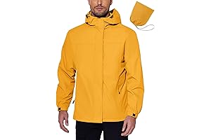 Performance Mens Yellow Rain Coat: Waterproof, Lightweight, Breathable, Packable, Yellow Raincoat