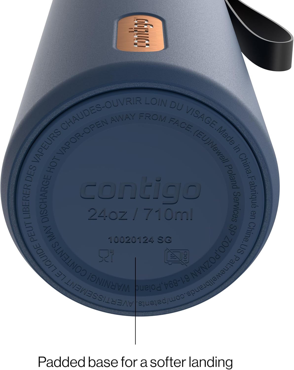 Contigo SnapSeal 24 oz Stainless Steel Vacuum-Insulated Water Bottle with Leakproof AutoClose Lid, Carry Strap & Reusable Straw, BPA-Free & Lead-Free, Dishwasher Safe