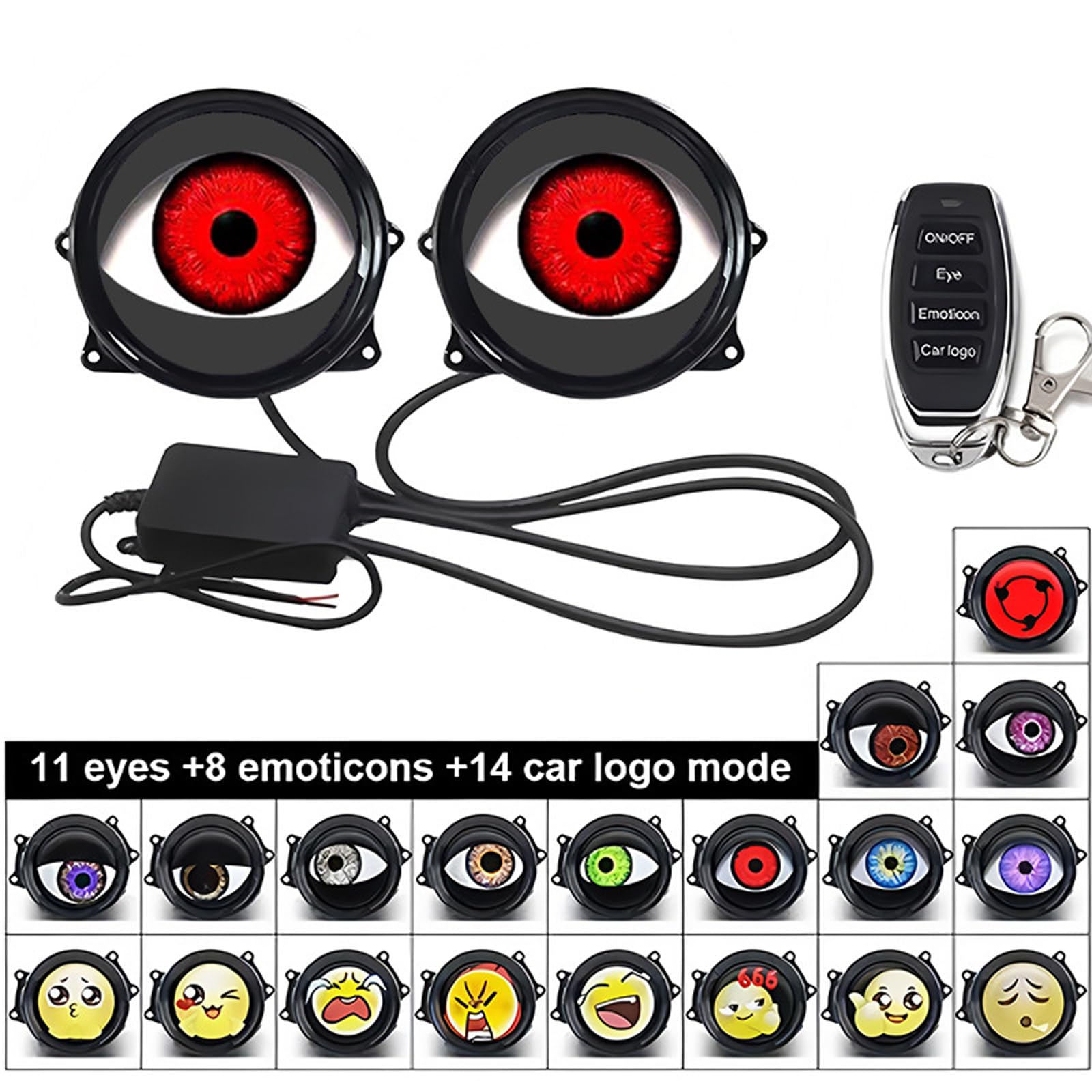 2 Faros Antiniebla Dinámicos Con Bola De Ojo Grande, Luces De Coche Devil Big Eyes Con Control Remoto, Modos Ajustables, Luces Dinámicas Led Para Coche, Motocicleta, Camión Lens-Type 6-modes