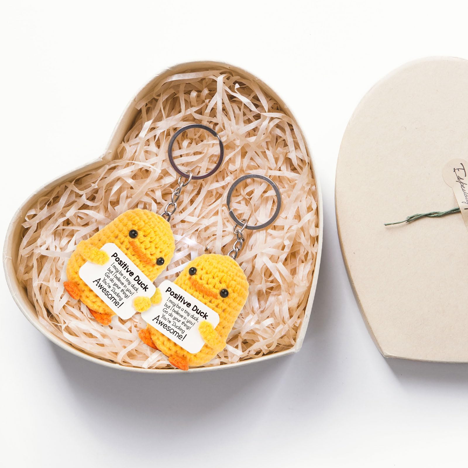 Anatra Lavorata A Maglia Positiva - Bambola In Lana Con Messaggio Motivazionale, Idea Regalo Carina - Foto 3