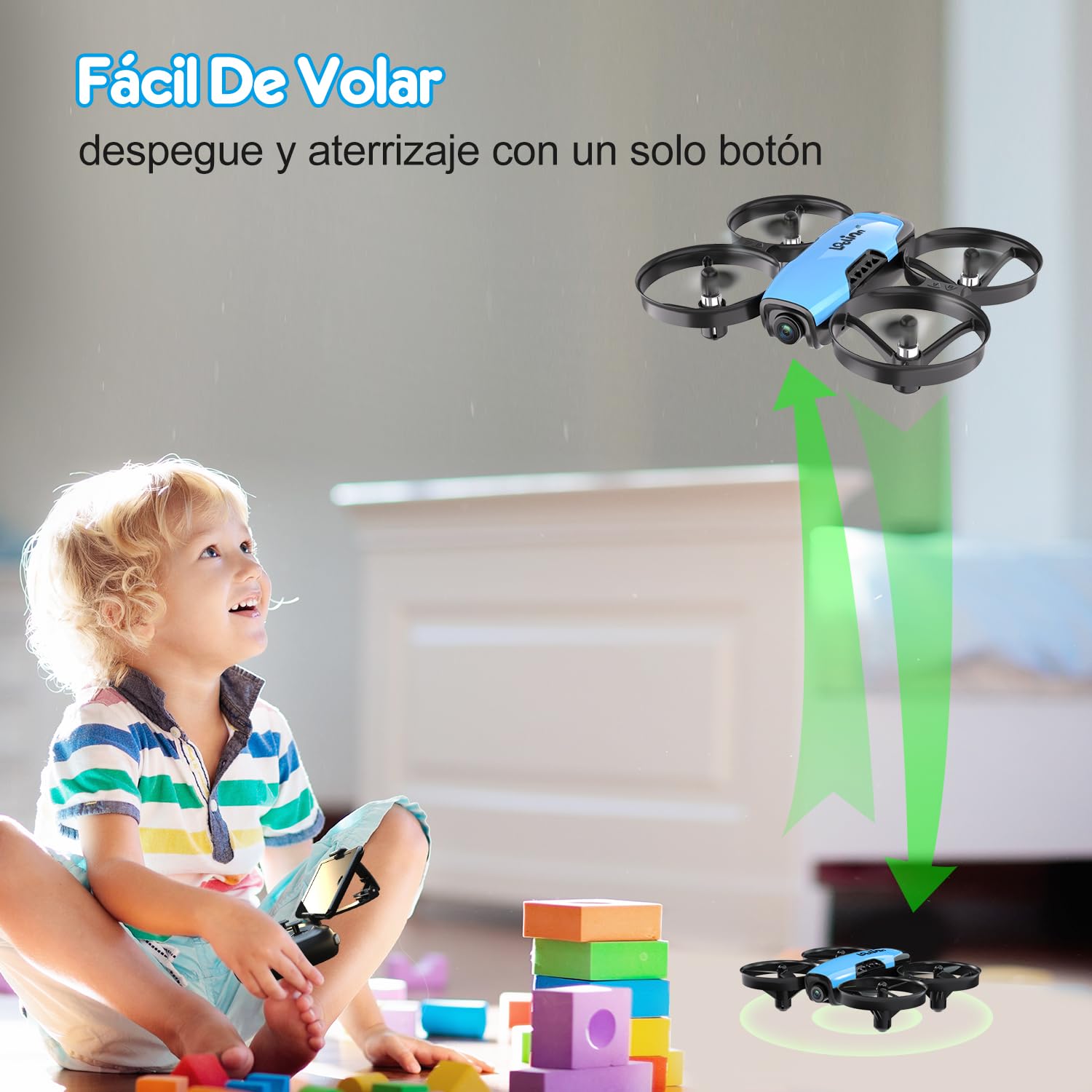 Loolinn | Drones para Niños con Camara Ajustable (8+), Mini Dron con Fotos y Videos, Incluye Dos Baterias, Seguro Para Volar, Fácil De Volar, Certificación Aprobada C0 (Idea para Regalo)