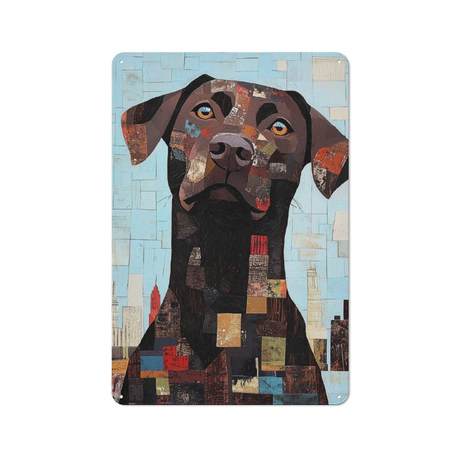 Junmoney Dog Portrait Collage Rustic Metal Wall Sign 30X20cm For Café Or Restaurant, Gift Idea At Christmas For Café Owners And Decorators