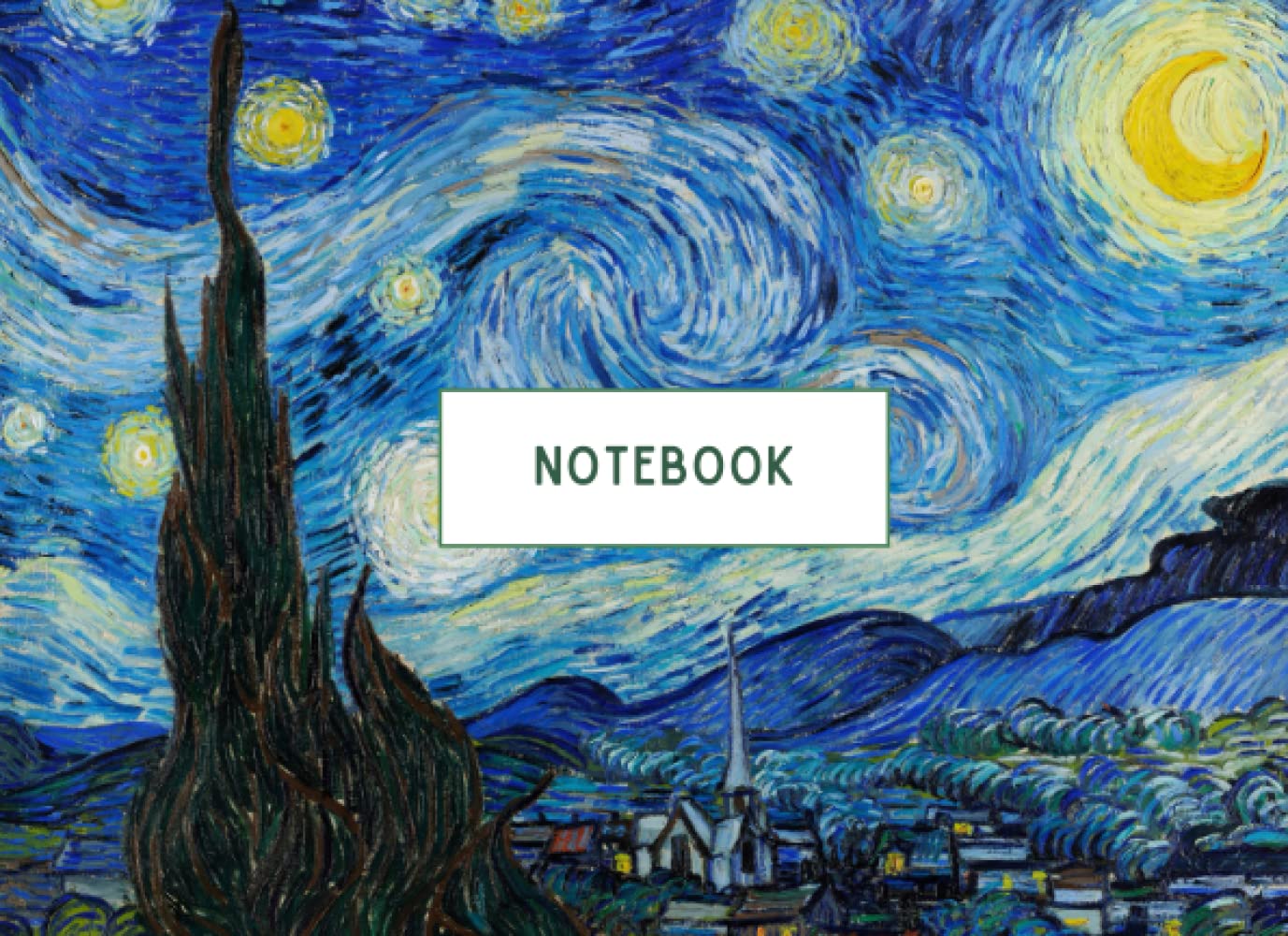 Notebook: A5 Landscape Lined Workbook | Starry Night by Vincent Van Gogh | Ideal for Home, Office or School | 120 Page
