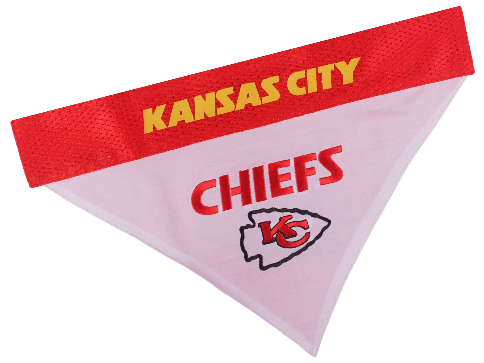 Pets First NFL DOG BANDANA - KANSAS CITY CHIEFS REVERSIBLE PET BANDANA. 2 Sided Sports Bandana with a PREMIUM Embroidery TEAM LOGO, Small/Medium. - 2 Sizes & 32 NFL Teams available