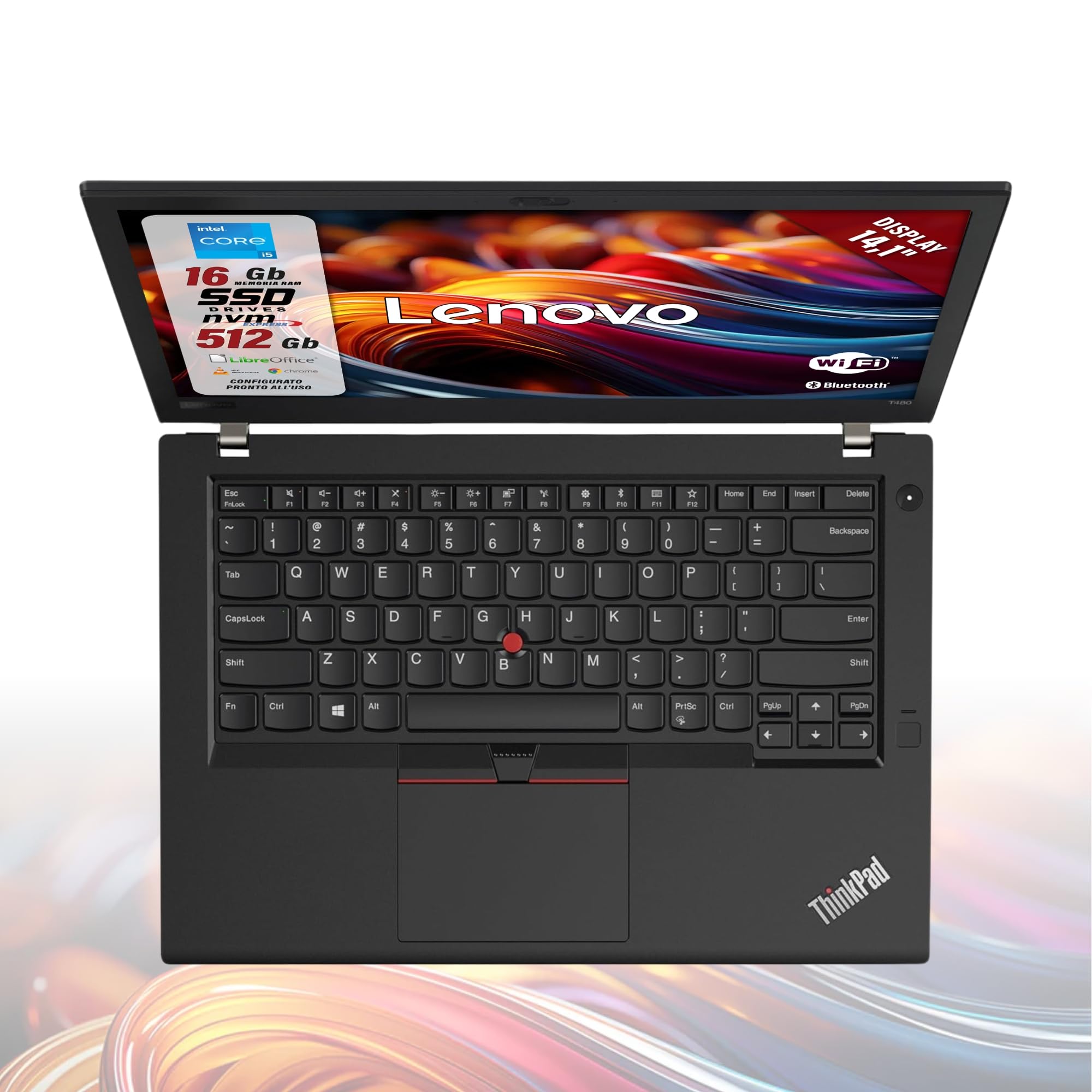 Lenovo ThinkPad, Pc Portatile Intel i5-8265u 4 Core 1.6Ghz, Ram 16Gb SSD 512Gb, Display 14.1" HD, Win 11, Notebook Pronto all'uso con Libre Office, Omaggio Chiavetta USB FingerPrint (Ricondizionato)