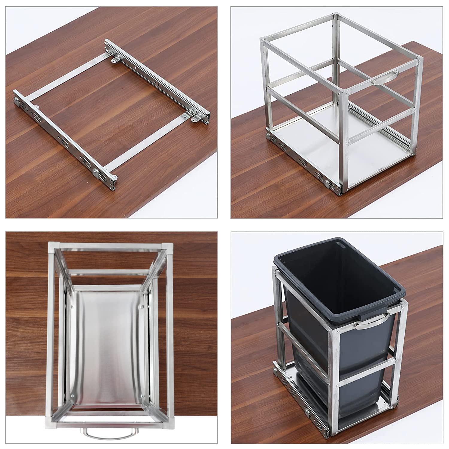 ONG Sliding PullOut Kitchen Under Mount Waste Containers, Trash Bins
