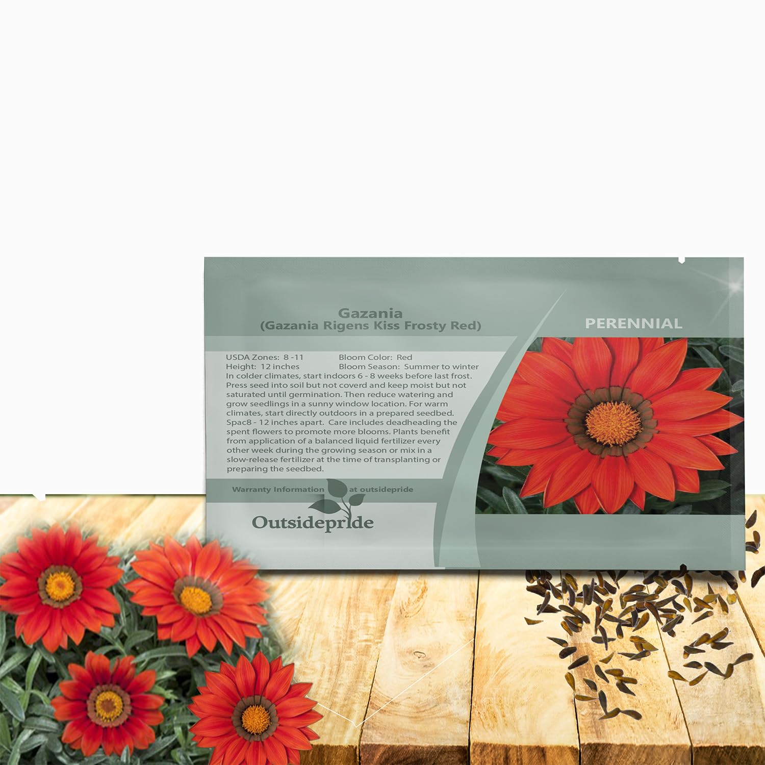 Amazon.com : Outsidepride Kiss Frosty Red Gazania Seeds for