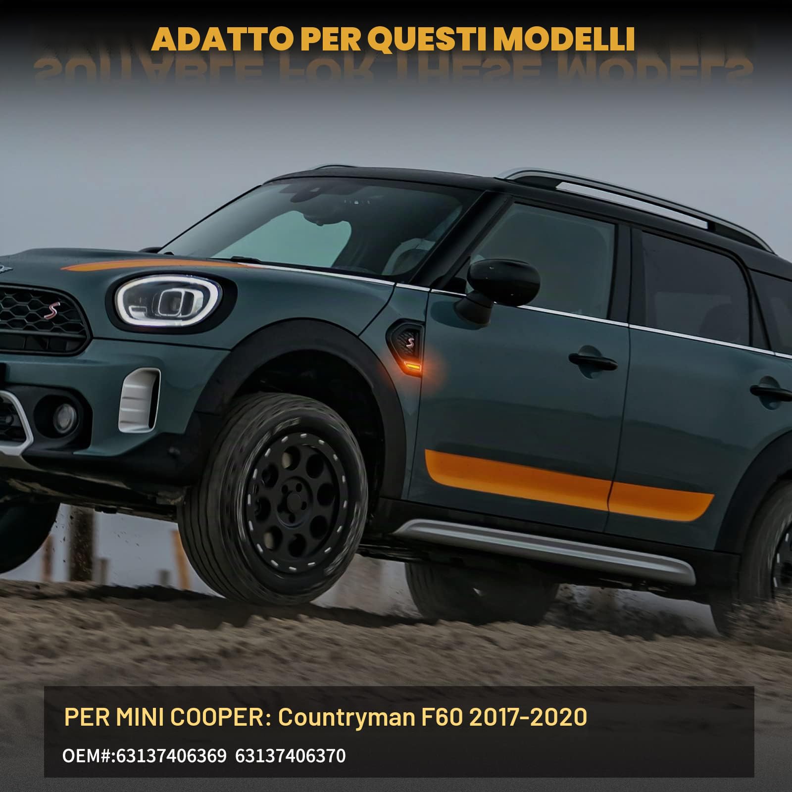 Frecce Laterale Dinamico a LED per BMW Mini Cooper Countryman F60 2017 2018 2019 2020, Indicatore di Direzione Dinamico a LED, 2 Pezzi Nero Canbus