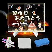 LED Drawing Board Colored Acrylic Message Board Sticky Notepboard with USB Powered 7 Color Pen Eraser (20cm x 30cm)