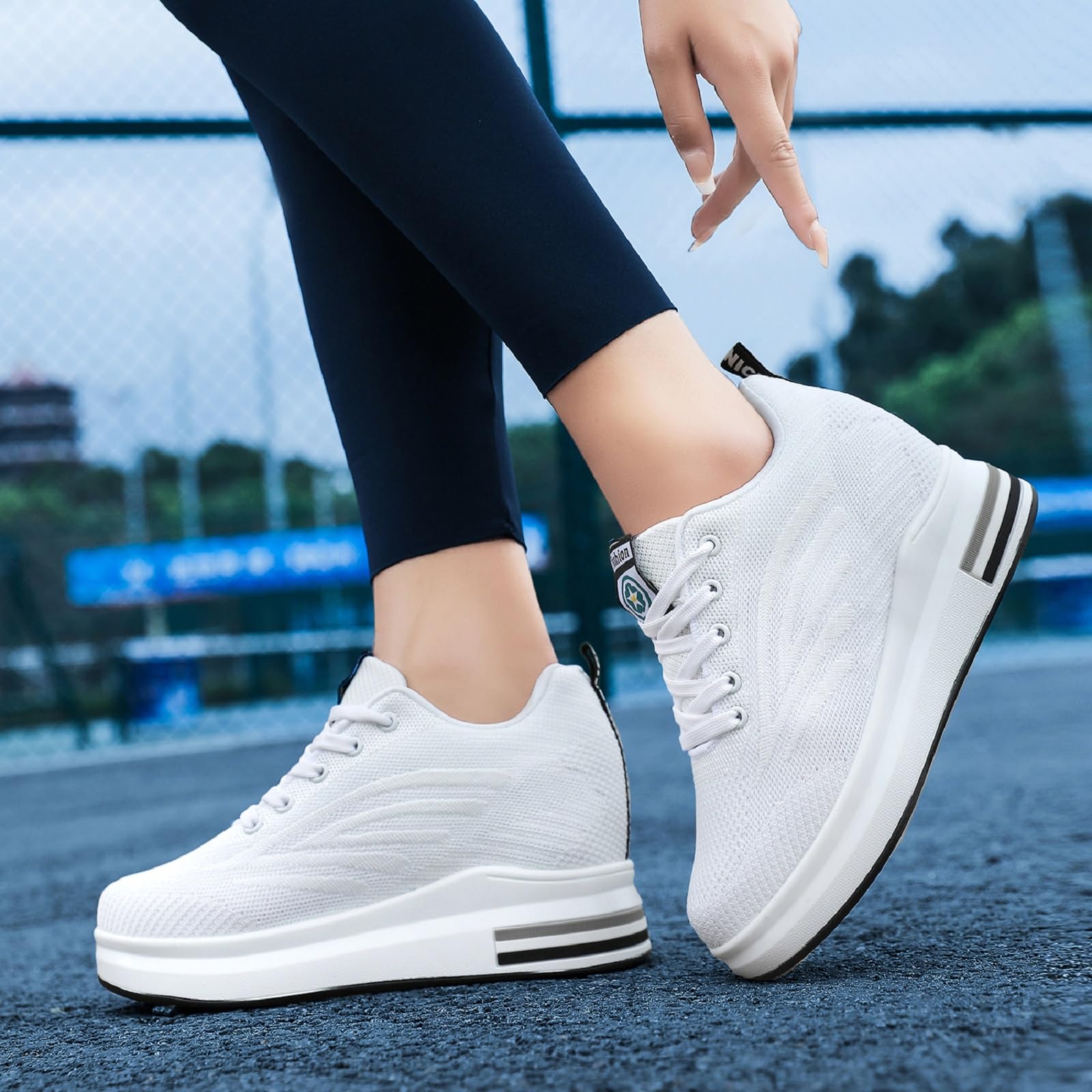 Sneakers Donna con Zeppa Interna Scarpe da Ginnastica Sportive Running Outdoor Tennis Fitness Casual Scarpe Traspiranti Plateau con Tacco 8.5cm