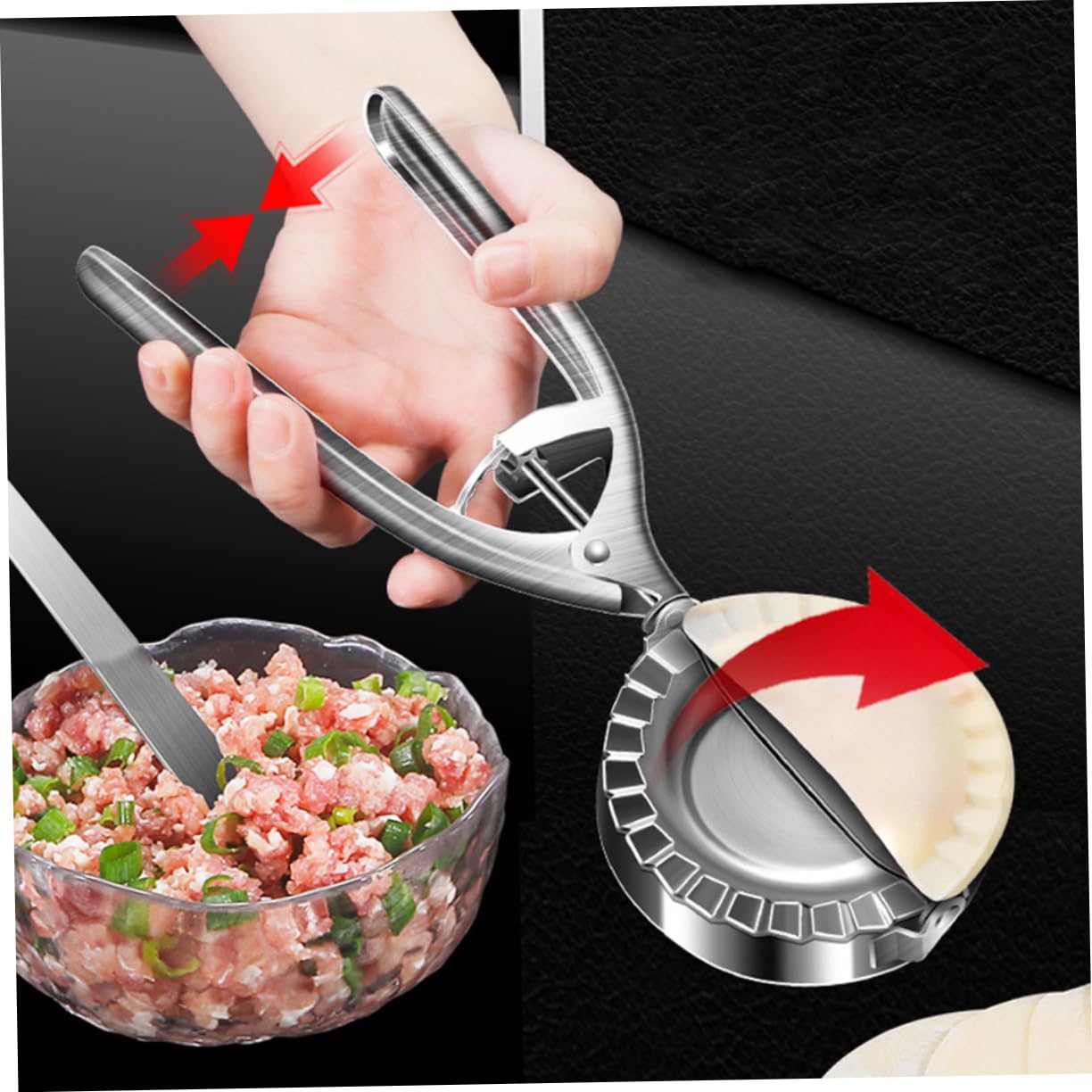 OFFSCH Manual Dumpling Maker Press Dumpling Mould for Home Stainless Steel Dough Presser Easy to Use