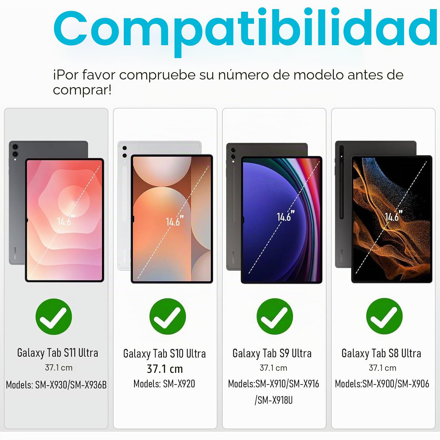 Funda con Teclado para Samsung Galaxy Tab S11 Ultra / S10 Ultra / S9 Ultra / S8 Ultra 14,6 Pulgadas, Español Ñ Teclado Ratón Panel Táctil Extraíble Retroiluminado 7 Colores,Negro