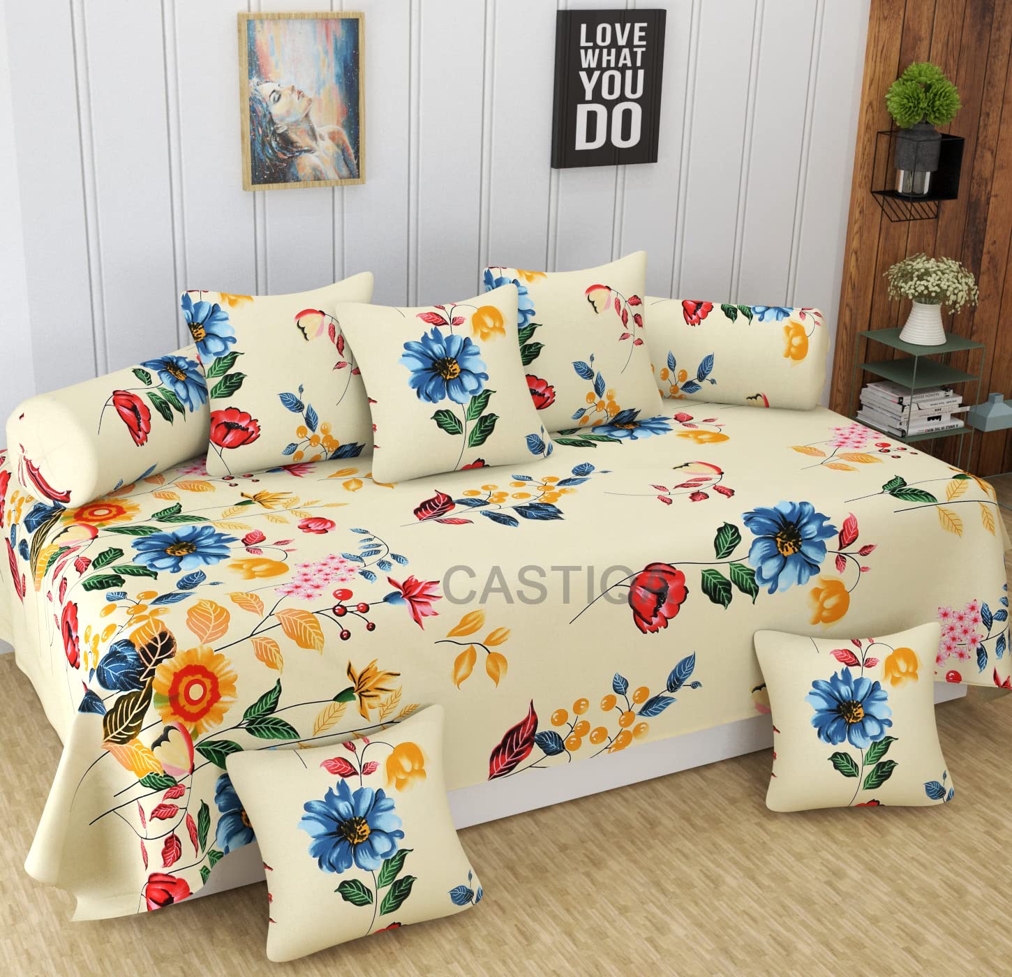 Microfibre Fabric Stripes Design Blend Diwan Set Covers 8 Pcs - Bedsheet 60x90inch 2 Bolsters 17x27inch and 5 Cushion Covers 16x16inch (Brown)-image-9