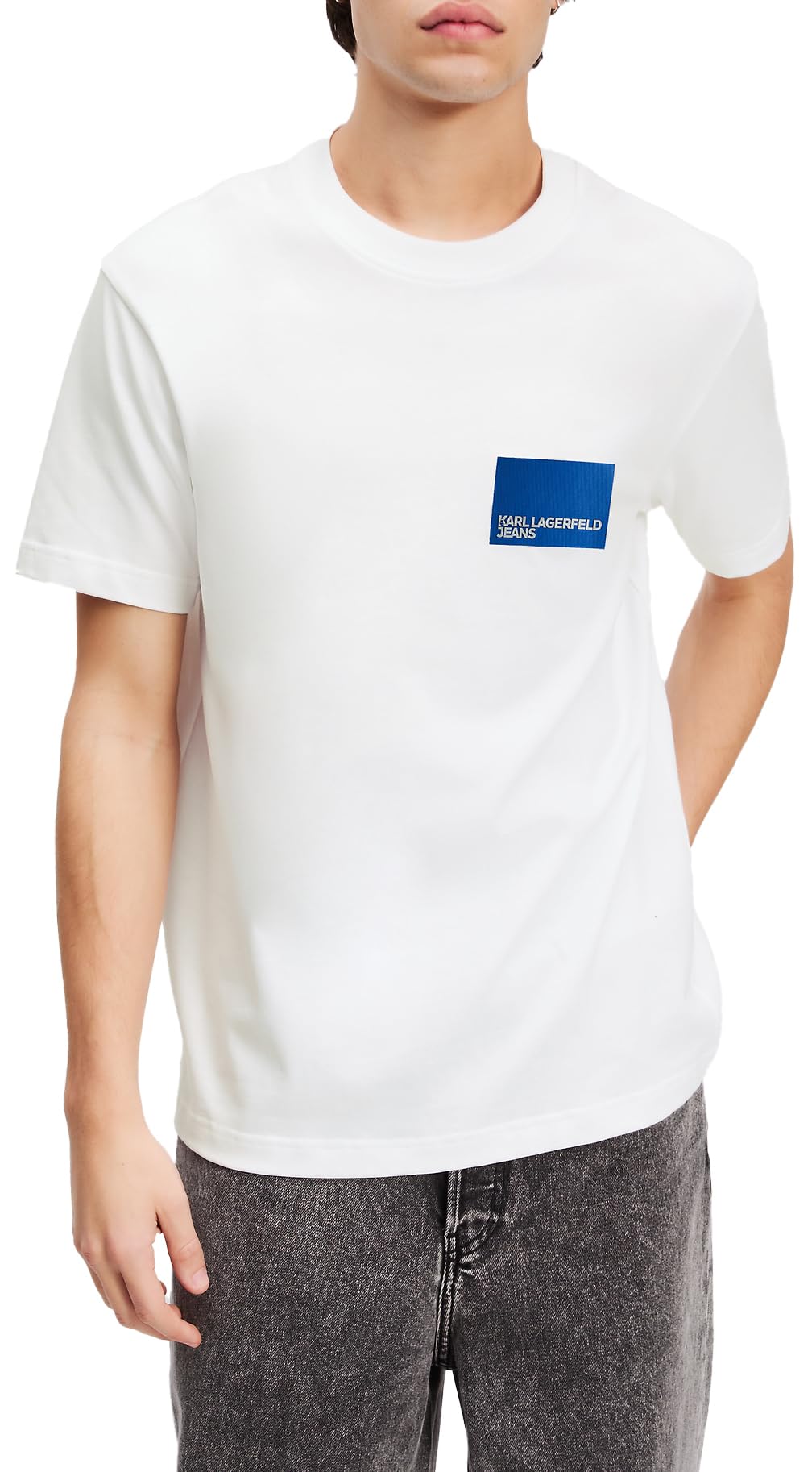 Karl Lagerfeld Jeans, Uomo, Maglietta Con Logo A Maniche Corte Regolari, Vestibilità Regolare, Bianco, S-image