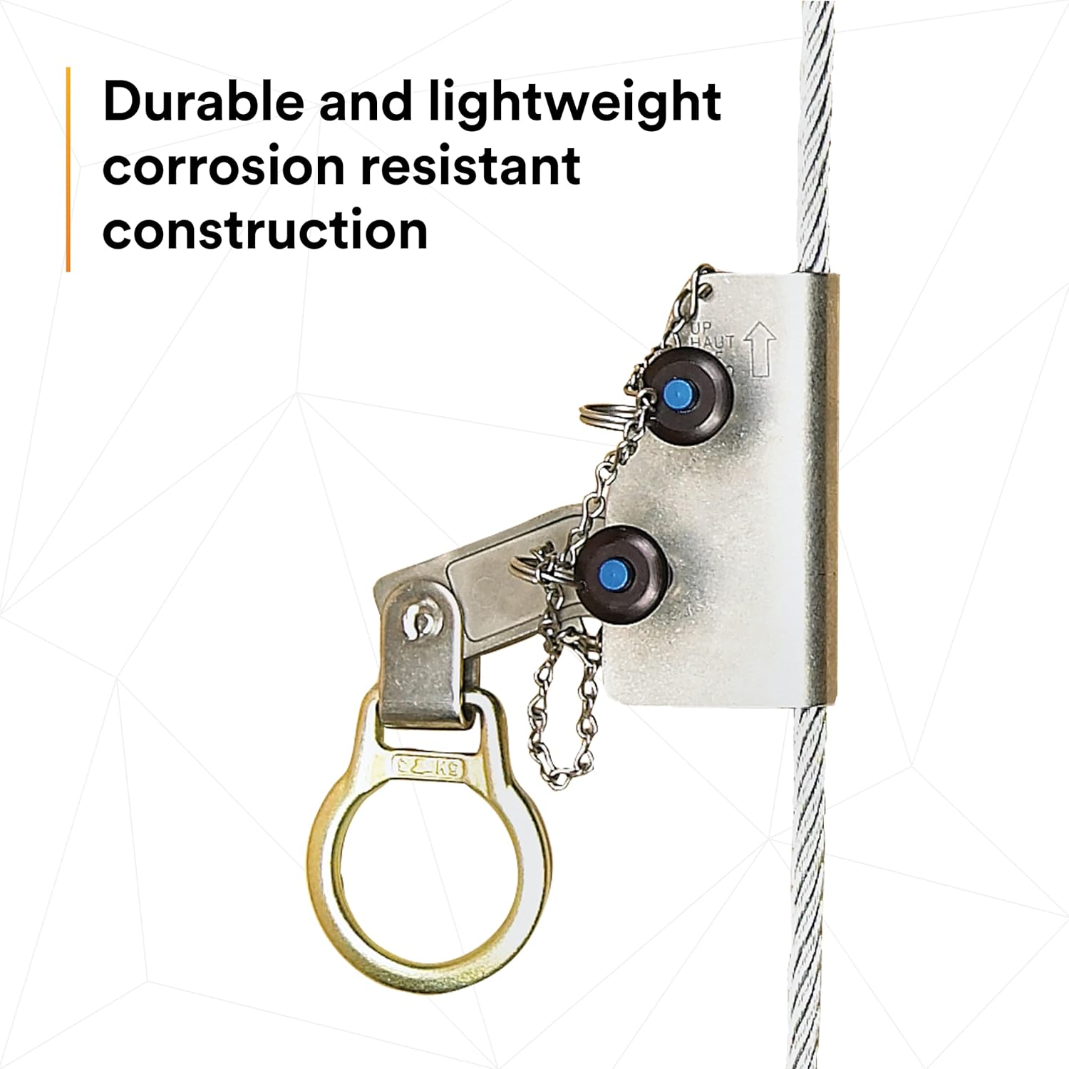 3M DBI-SALA 5000338 Vertical System Component, Manual Wire Rope Grab For Use On 3/8" (9.5 mm) 7x19 Cable Lifeline, Silver