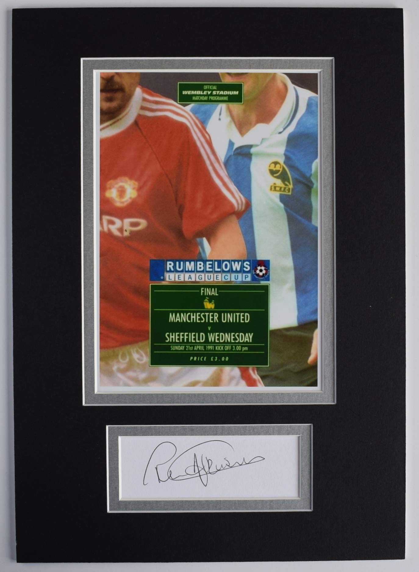 Sportagraphs LTDRon Atkinson Signed Autograph A4 photo display League Cup 1991 Man Utd AFTAL COA