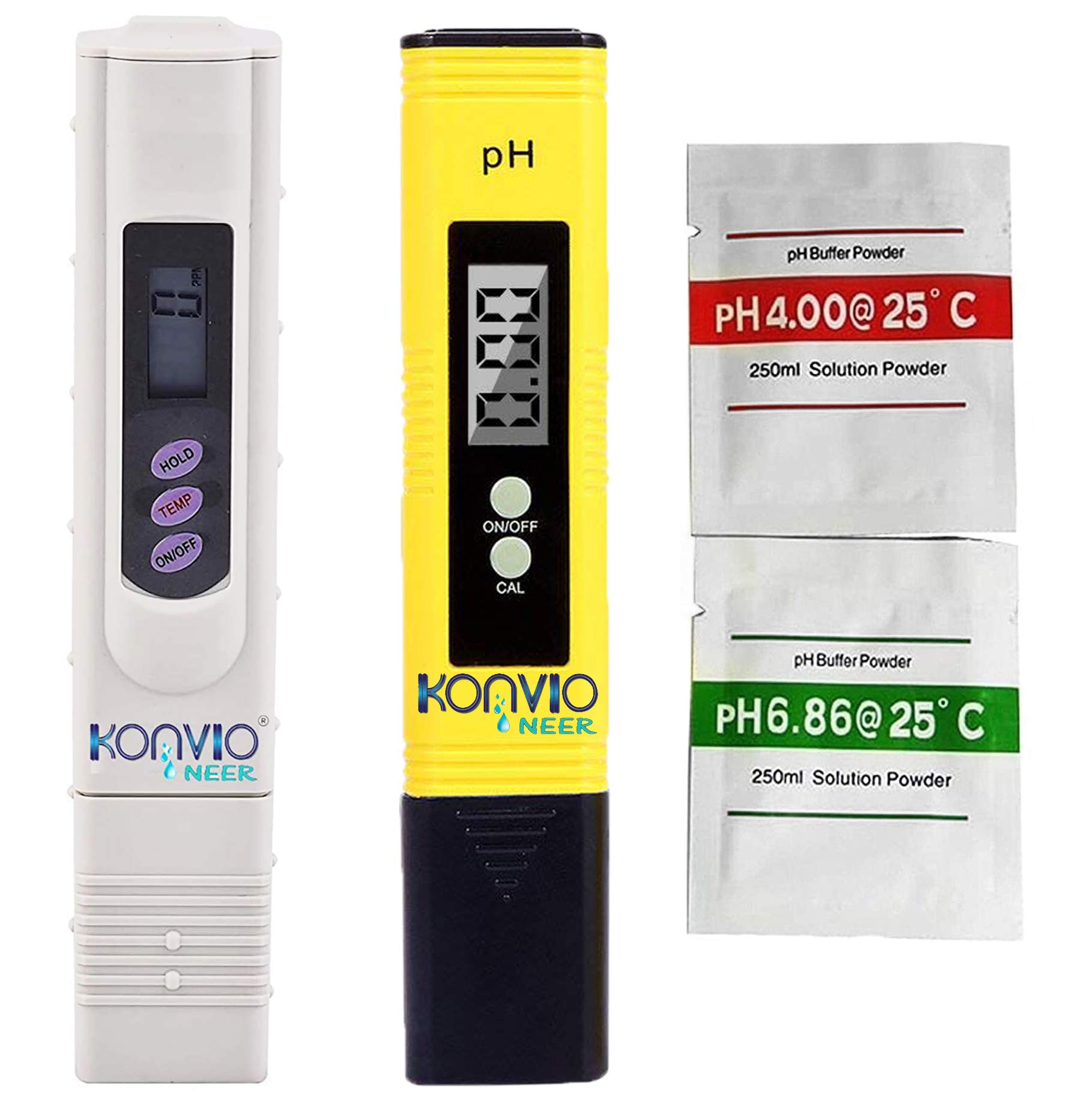 Konvio Neer TDS Meter and Digital pH Meter Combo Pack, Pen-Type Meter, suitable for testing pH and TDS value, for all-purpose (COMBO PACK with Buffer Powder)