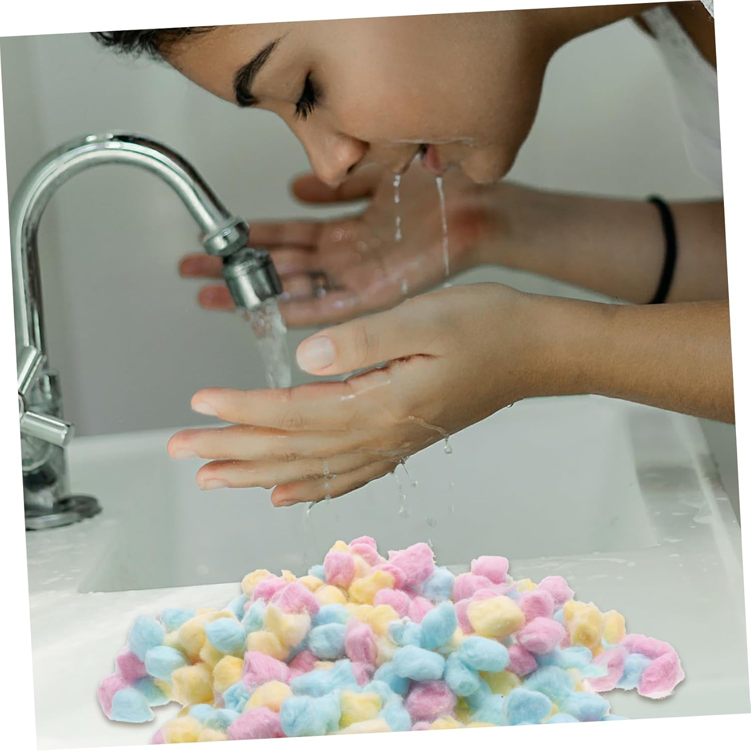 Cotton Balls Pack Small Colored Face Cleaning Supplies for Newborns Soft Pink Yellow Blue Cotton Balls for Makeup Removal Handicraft Use and Gentle Skin Care