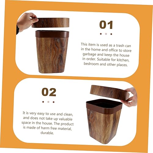 Miniatura 2 de ChildWeet Bote de basura de bambú, marrón claro, parte superior abierta