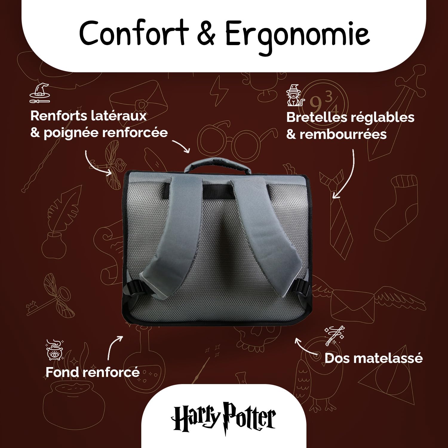 Bagtrotter - Cartable Primaire Garçon 38 cm - Grand Rangement - Tons Noir & Gris - Différents Modèles & Licences