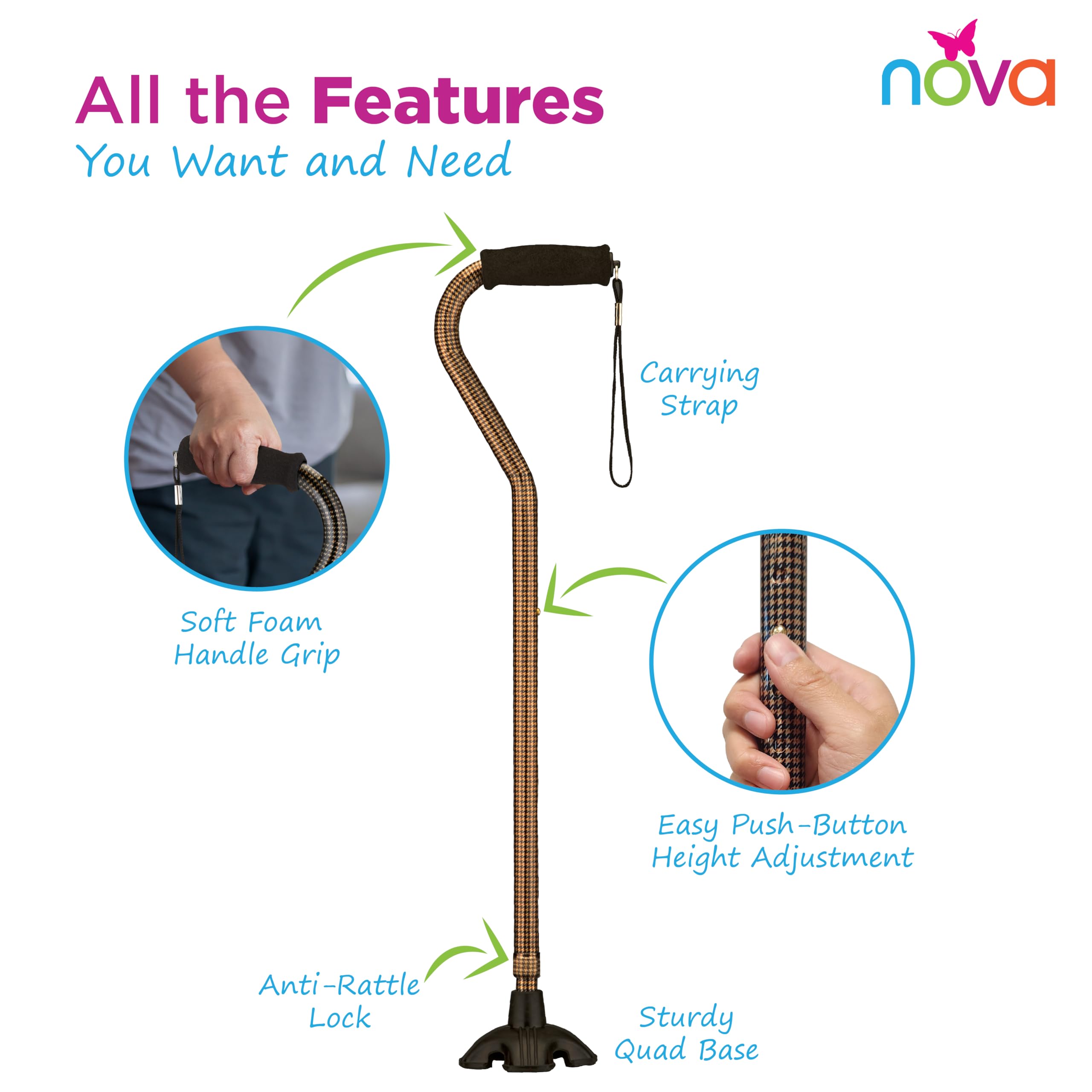 Amazon.co.jp: NOVA サトウキビ オフセットハンドル付き 千鳥格子