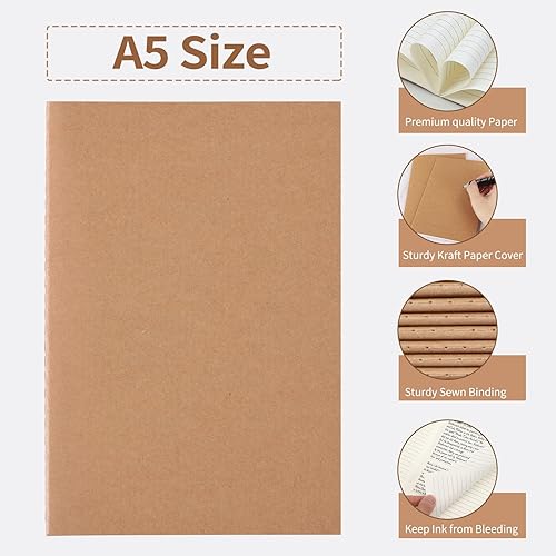 Miniatura 24 de EOOUT 80 cuadernos de papel kraft para niños, diarios en blanco a granel, libros de bocetos, cuaderno de composición de 60 páginas, 80 gsm, 8.3 x