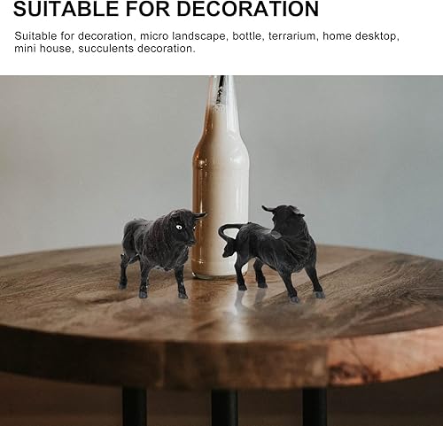 Miniatura 2 de Toyvian Juego de figuras de ganado en miniatura – 4 figuras de animales: vaca, toro, animales de granja, juguetes de cognición, adornos para