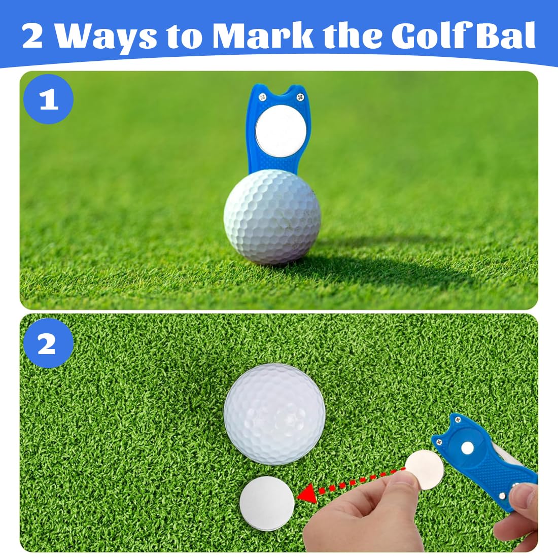 Herramienta Multifunción para Golf, 4 piezas, Arreglapiques Plegable, Acero Inoxidable