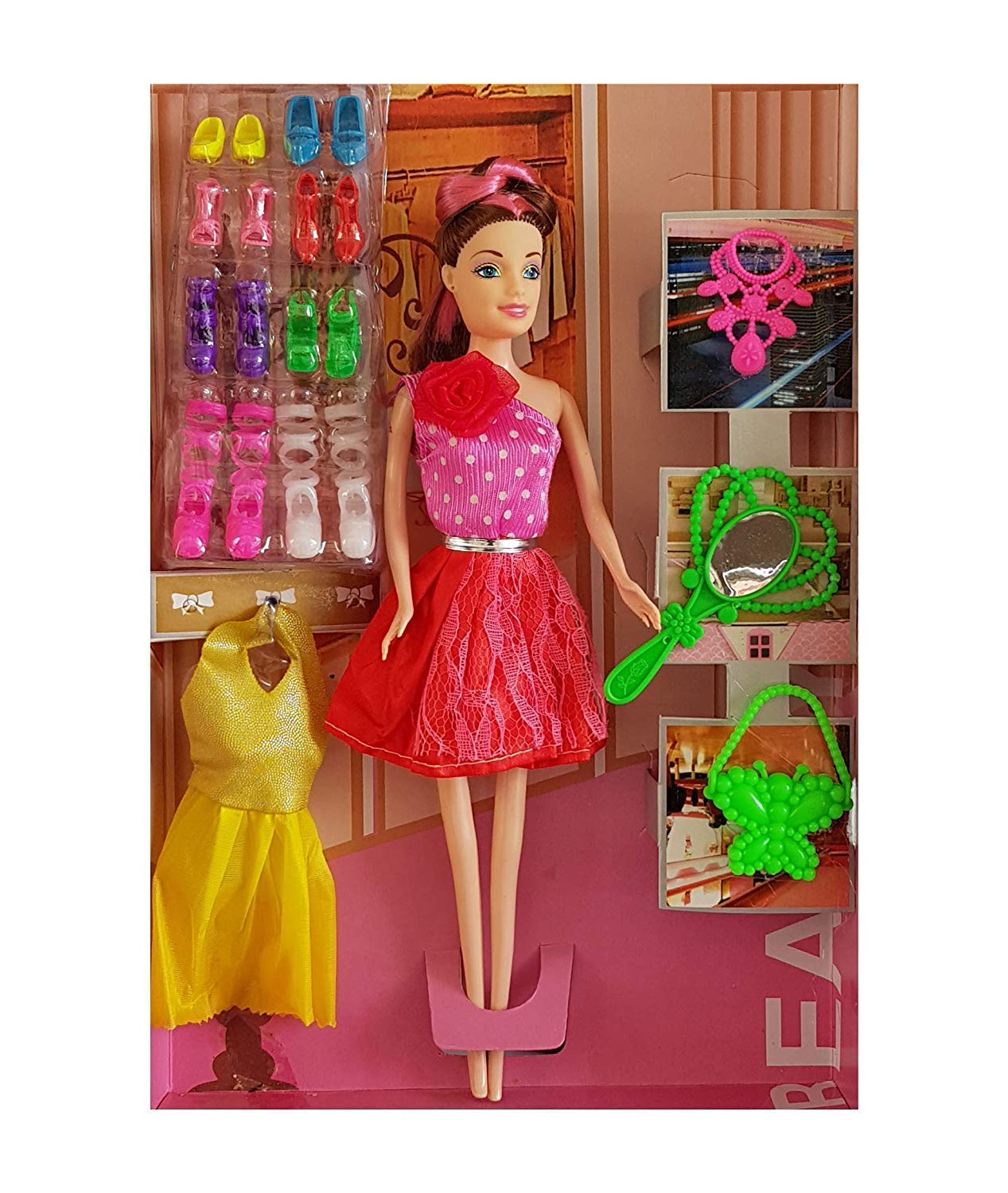 CR18 COLLECTION Happy Girl Shopme Store Fashion Modeling Girl Doll Set and Accessories - Doll with Dresses, Crown & 8 Pair of Shoes (Multicolor) (B08LT81KTS) Amazon Price History, Amazon Price Tracker