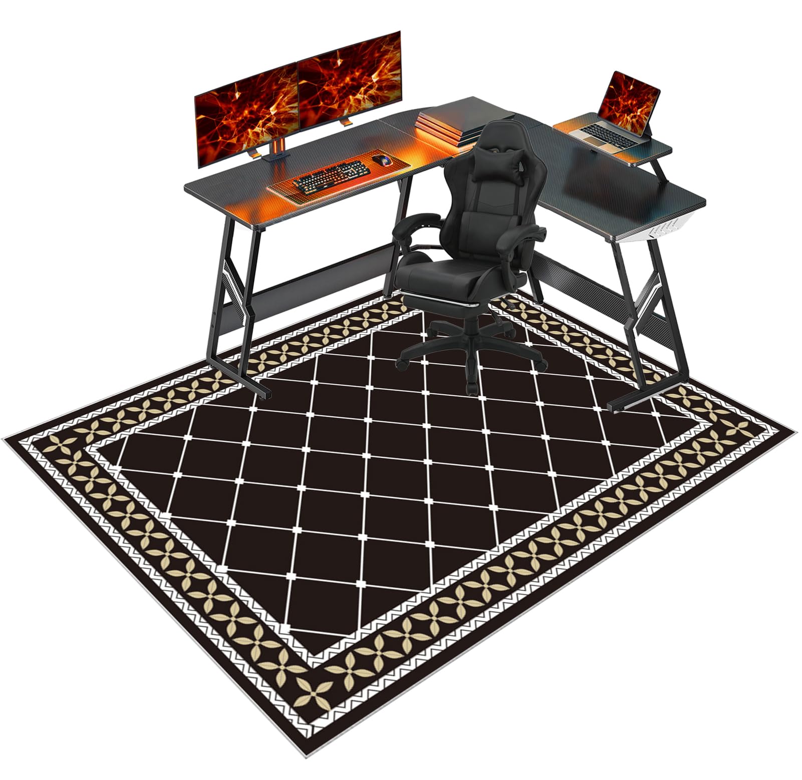 Heavy Duty Office Chair Mats for Carpeted Floor, Computer Floor Mat for Hardwood Floors, Large Anti-Slip Desk Chair Mat, Home Multi-Purpose Low-Pile Carpet, Rolling Chairs Glides Easily 120 x 150 cm
