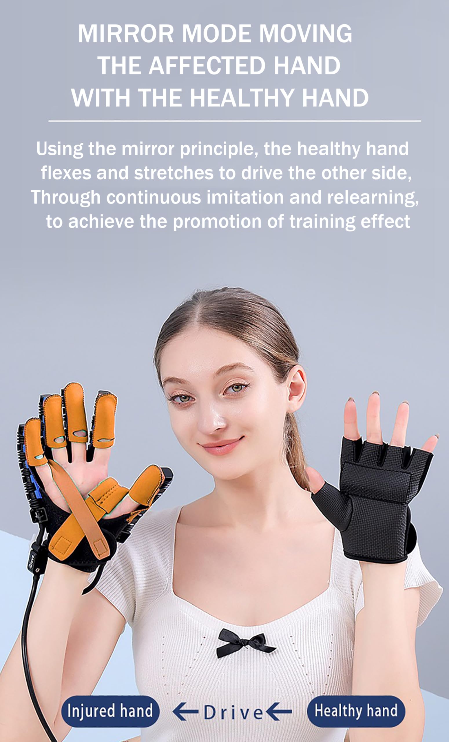 Guantes robóticos de rehabilitación de Manos, Guantes para Artritis, de un Solo Dedo/Dedos Separados/Niveles de Intensidad Ajustables, para Mejorar la flexibilidad Left L