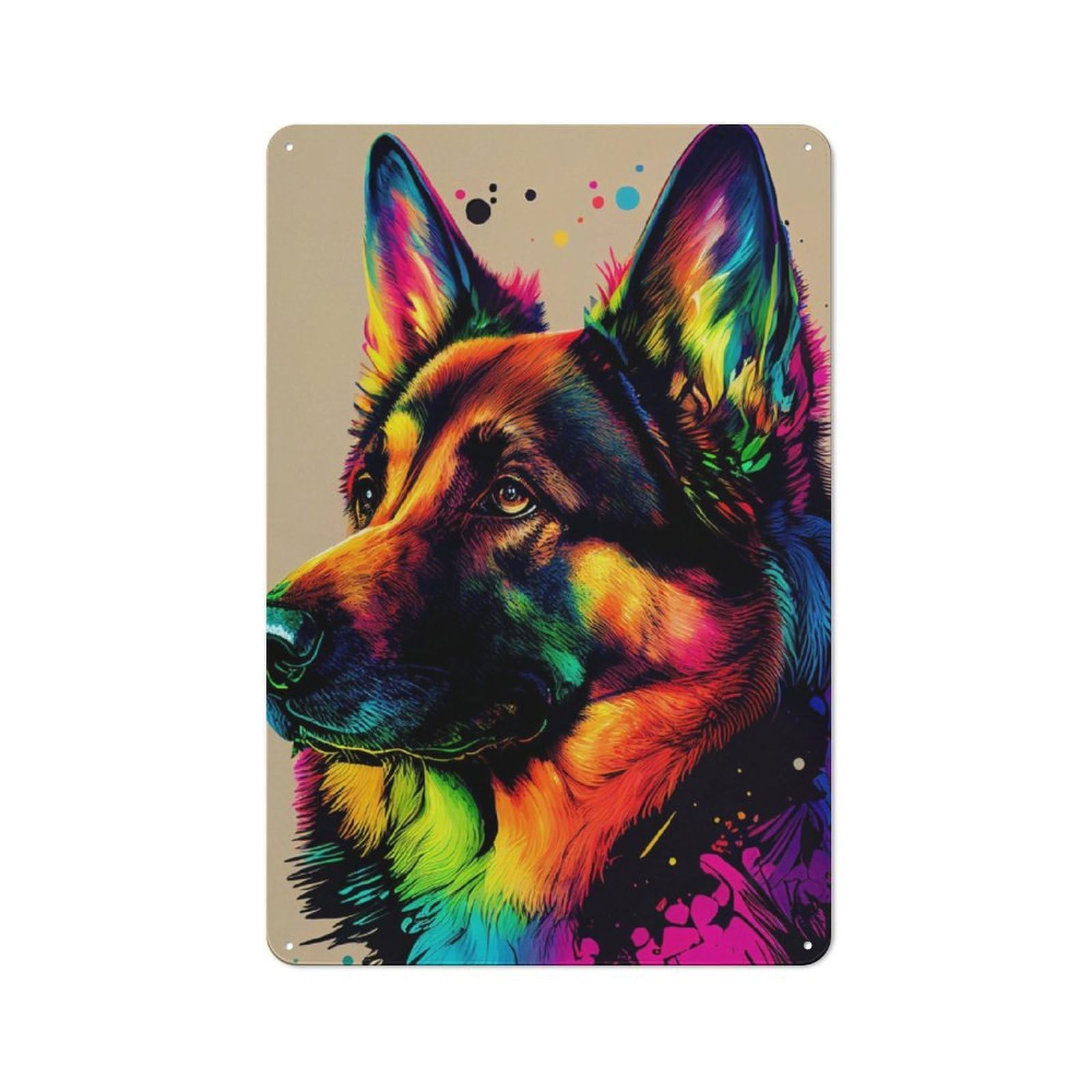 Junmoney German Shepherd Color Metal Wall Sign 30X20cm Featuring For Garage Or Workshop, For Home Office, Studio And Craft Room Walls