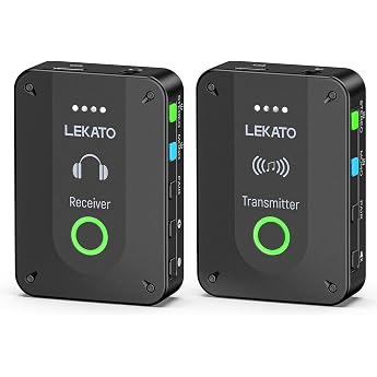 LEKATO Ear Monitor Wireless System Low Latency Mono Switch One-Key Mute Rechargeable Automatic Pairing Transmitter and Receiv