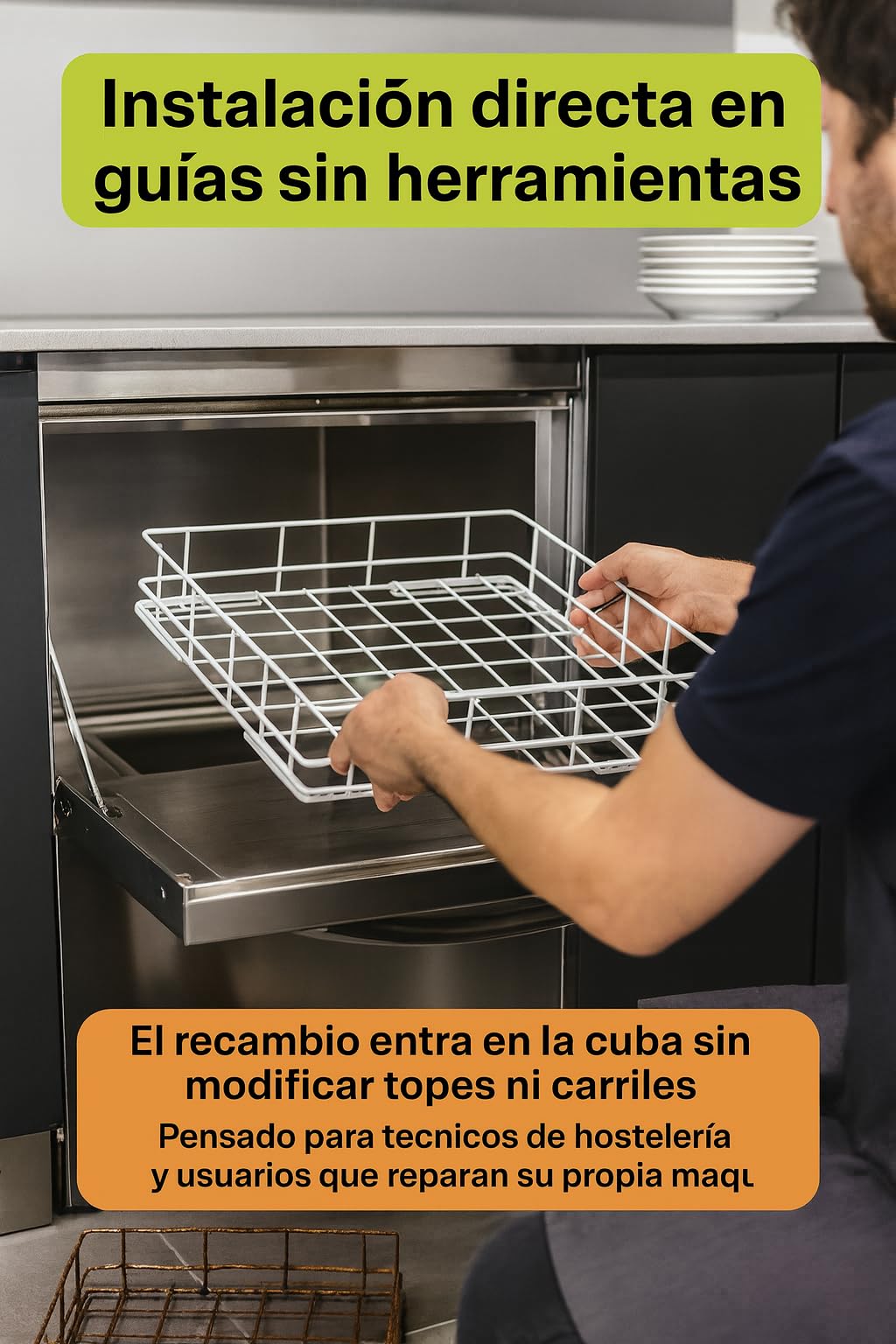 Cesta Platos 420x500x120 Alambre Plastificado Blanco 3502030 Lavavajillas Industrial Recambio Profesional compatible con Jemi GS 8 y Linea Blanca LC2000