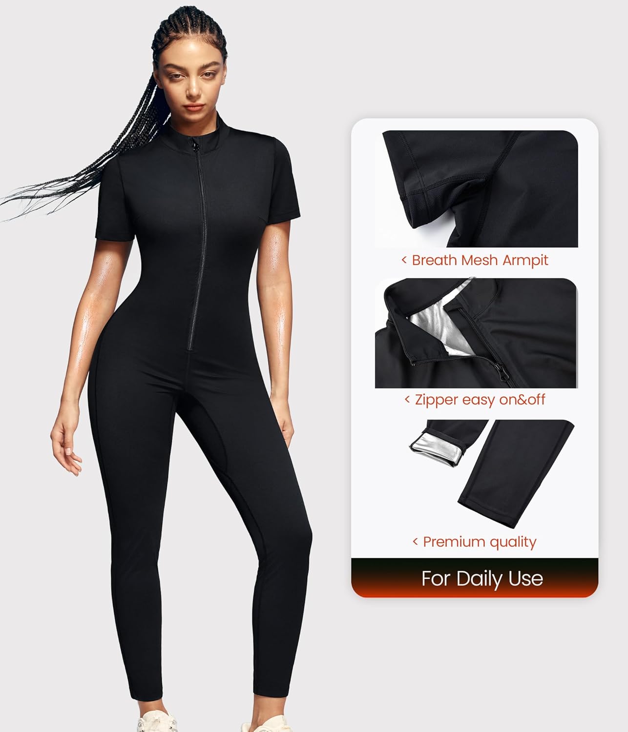 Junlan Sauna Suit Women Full Body Sauna Sweat Suit - Image 2