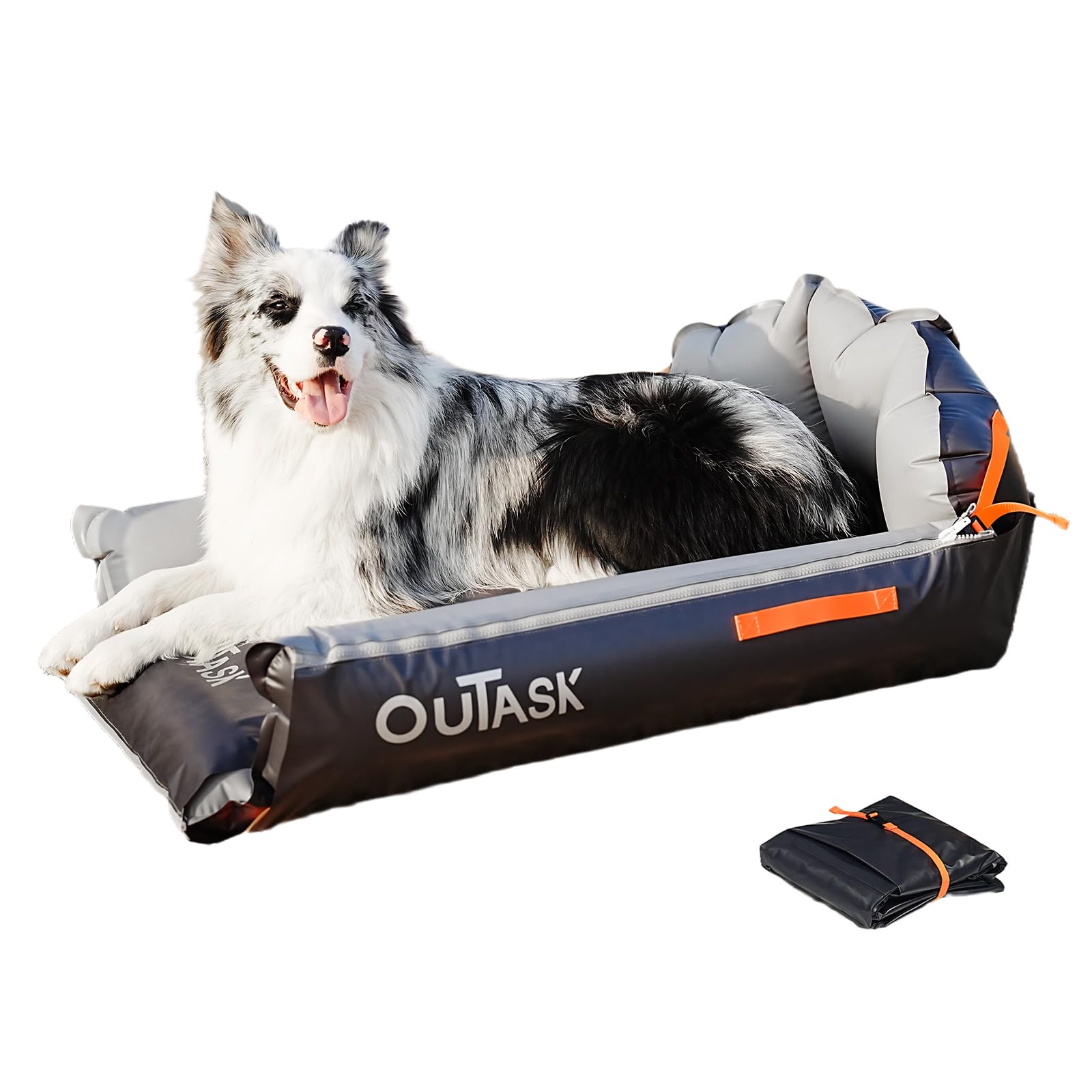 outask Inflatable Outdoor Dog Bed Waterproof,Portable Camping Cot for Large Dogs,Cooling Pet Bed with TPU Fabric Chew Proof Crate Bed Washable (Large)