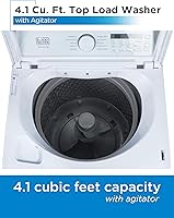 Vista 2 de BLACK+DECKER Lavadora de carga superior de 4.1 pies cúbicos con agitador, lavadora de tamaño completo con tapa de vidrio y tina de acero inoxidable