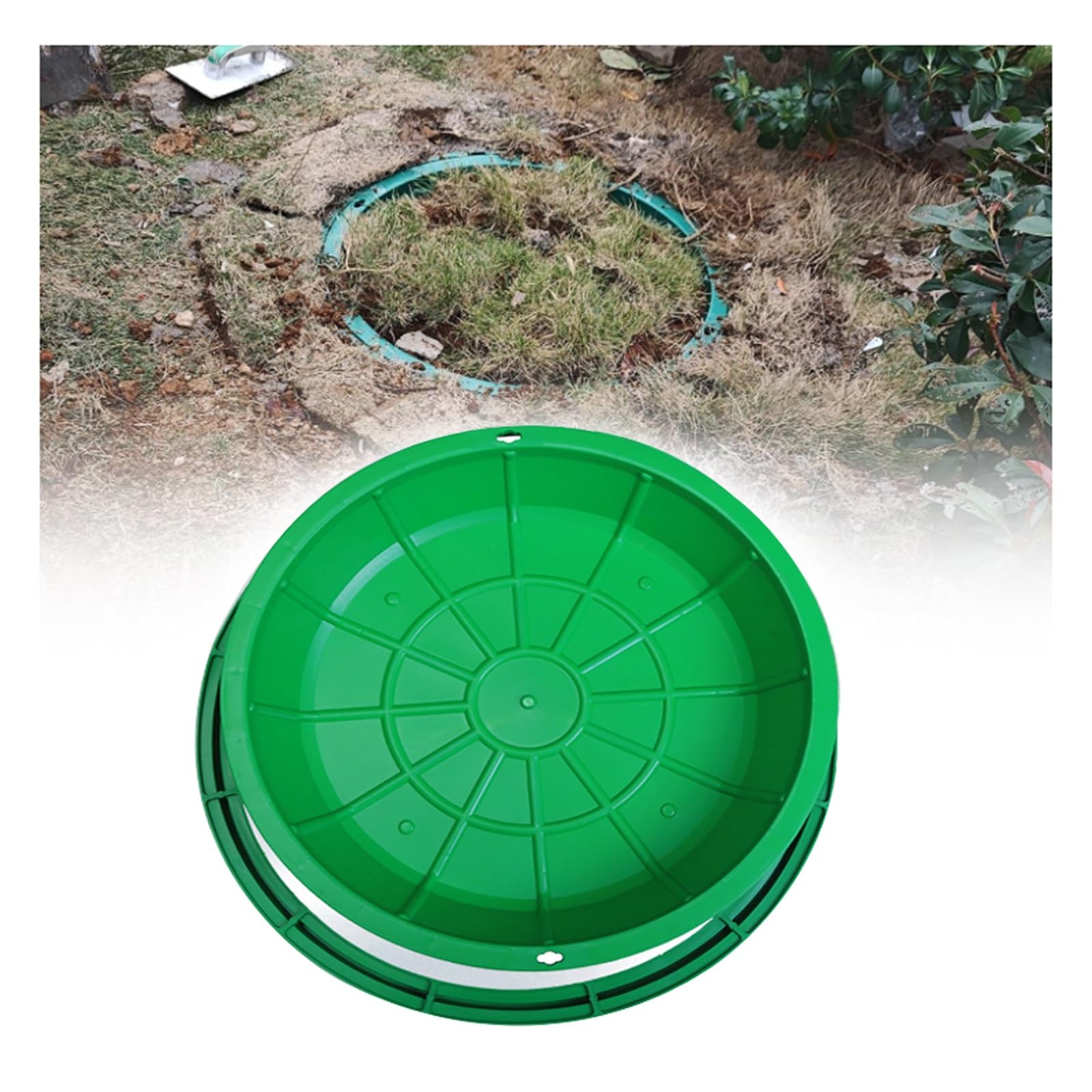 GJMSSMY Invisible Manhole Cover and Frame, Recessed Manhole Cover Circular Resin Outdoor Garden Septic Tank for Yard Pavement Grass, Split Sump and Sewage Bas