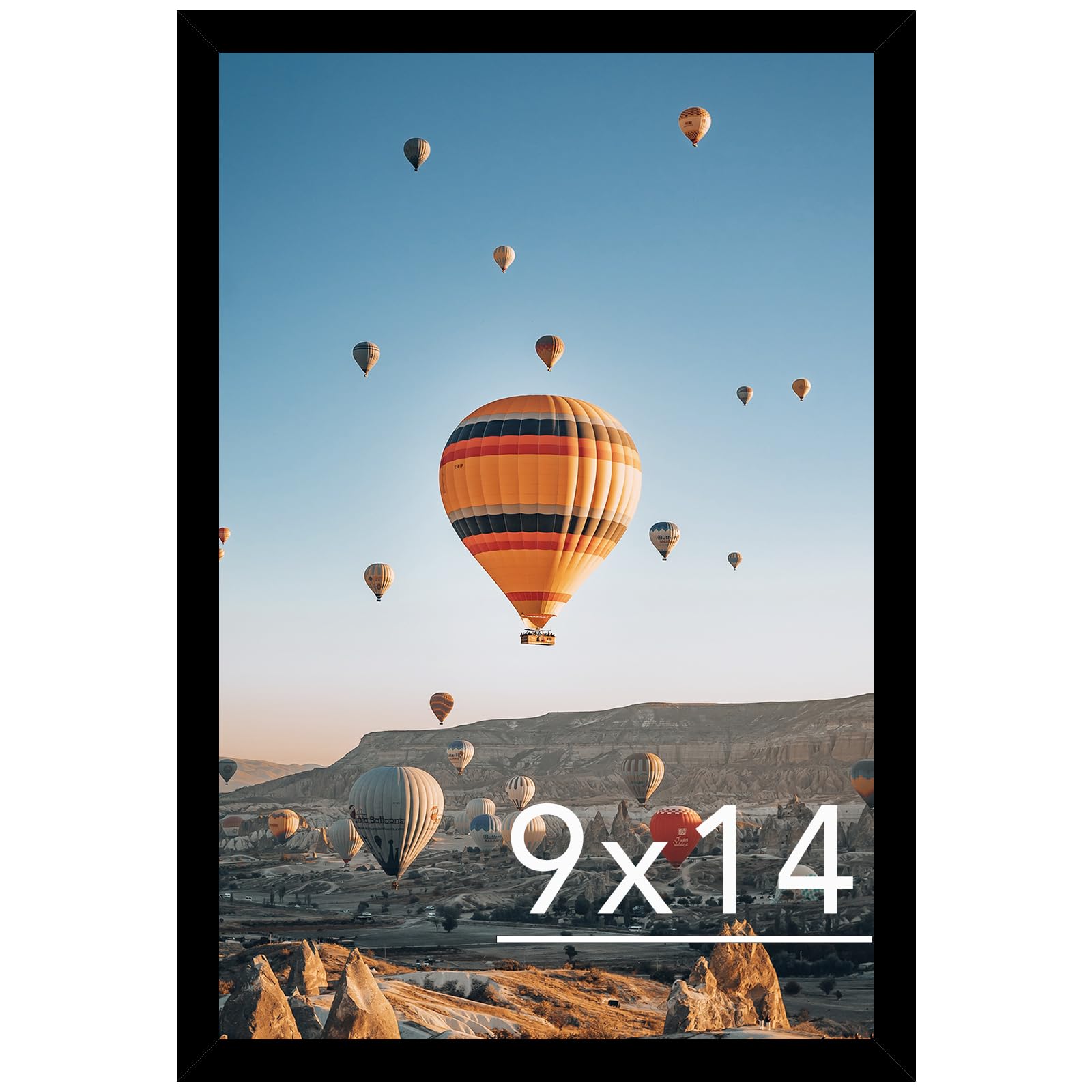 JCJMY 9x14 Picture Frame Black for Wall Hanging, Wall Mounting Horizontally or Vertically, 9 x 14 Wall Gallery Poster Photo Frame with Shatter Resistant Plexiglass, Black