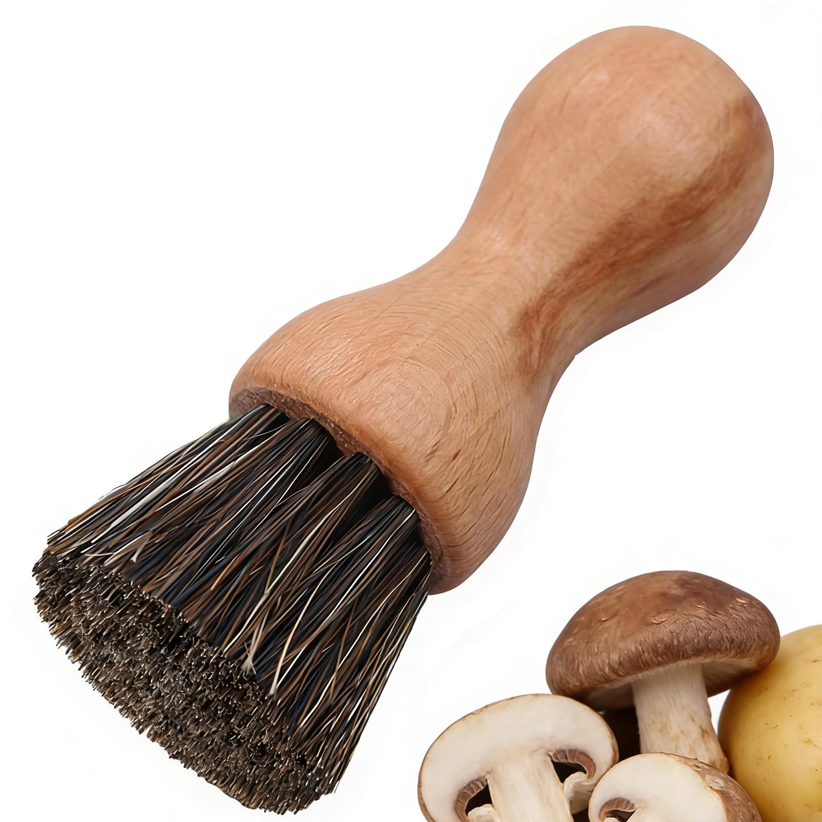 1 Pc Mushroom Cleaning Brush, Wooden Dish Brush, Beech Wood Brush, Cleaning Brushes with Soft Bristles for Cleaning Vegetables, Pots and Tableware, Heat Resistant