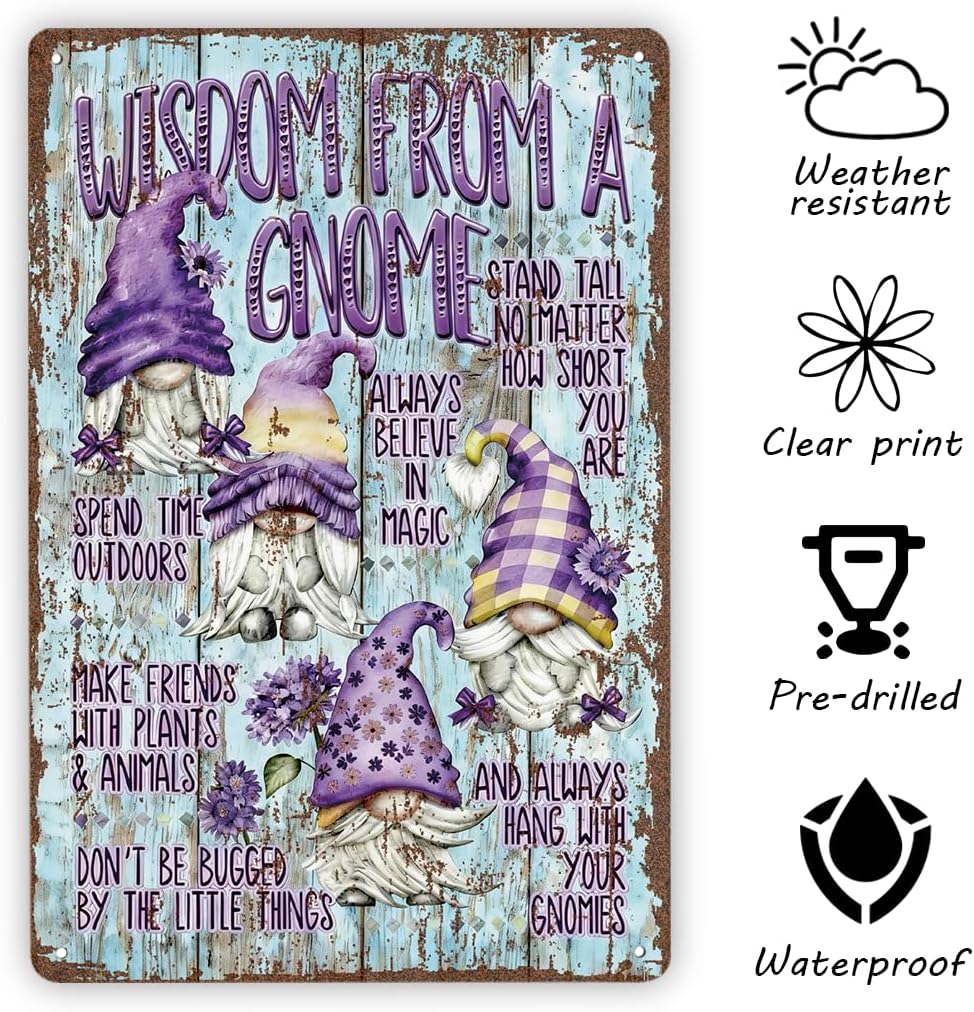 Funny Vintage Metal Tin Signs, Wisdom from A Gnome Advice Sign, Gift for Gnome Lover, Funny Wisdom Sayings, Coworker Gifts, Christmas Dwarf, Housewarming Gift C image 3