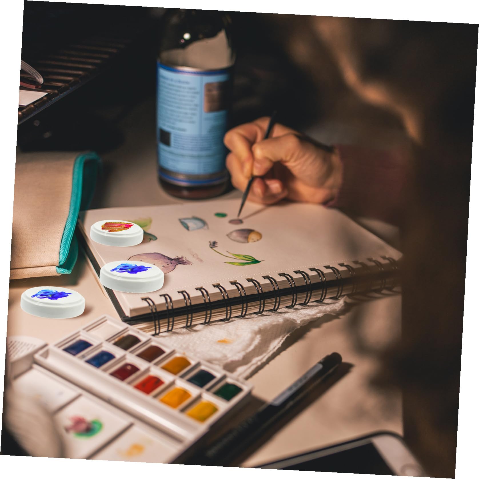 Sewroro Palette Céramique avec Couvercle Ensemble De Plateaux Élégants pour Bijoux Peinture Aquarelle Et Organisation Accessoires