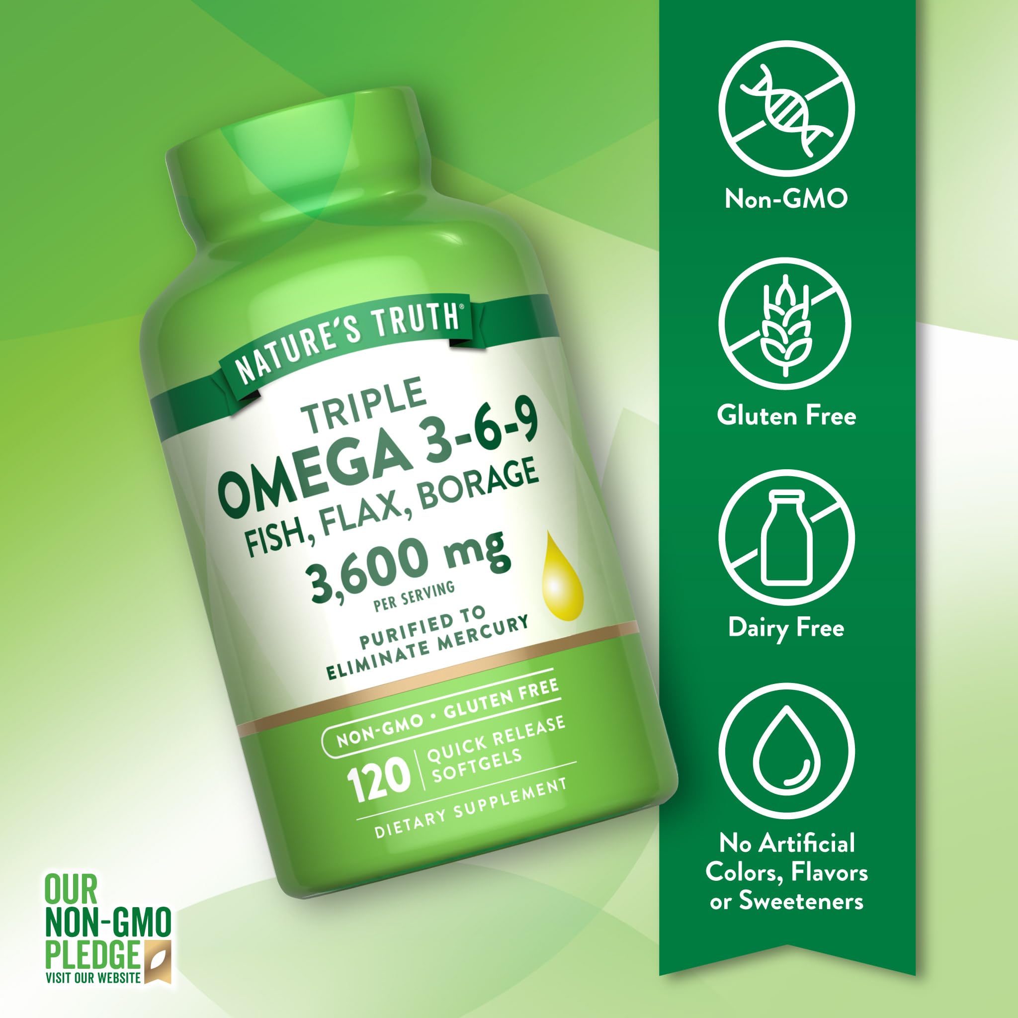 Nature's Truth Omega 3-6-9 Softgels | 3600mg | 120 Count — Amazon image 3